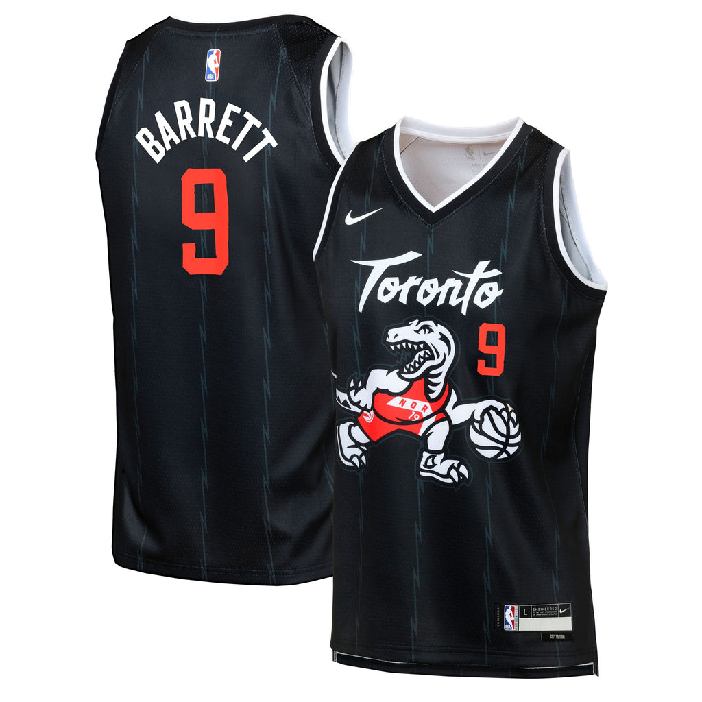 Toronto Raptors Nike 2025/26 City Edition Swingman Jersey - Black - RJ Barrett - Youth