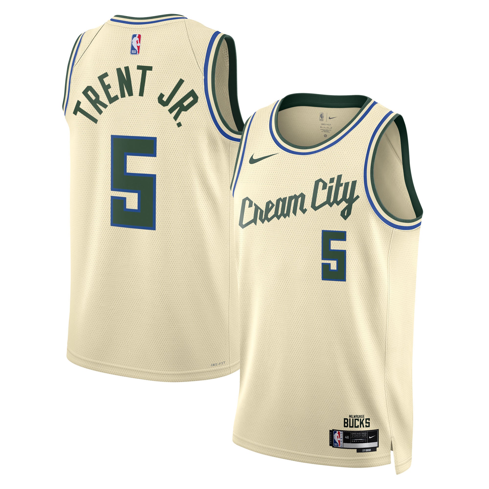 Milwaukee Bucks Nike 2025/26 City Edition Swingman Jersey - Cream - Gary Trent Jr. - Unisex
