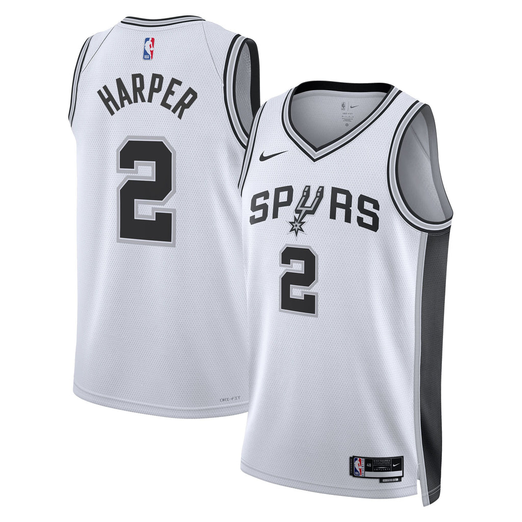 San Antonio Spurs Nike Association Swingman Jersey NBA 2025 First Round Draft Pick - White - Dylan Harper - Youth