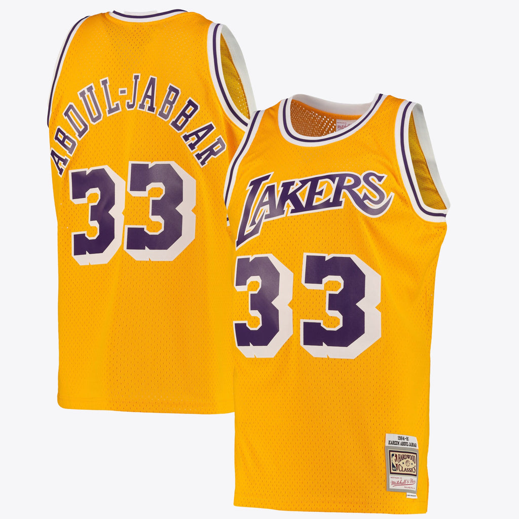 Los Angeles Lakers Kareem Abdul-Jabbar Road Swingman Jersey By Mitchell & Ness - Light Gold - Mens