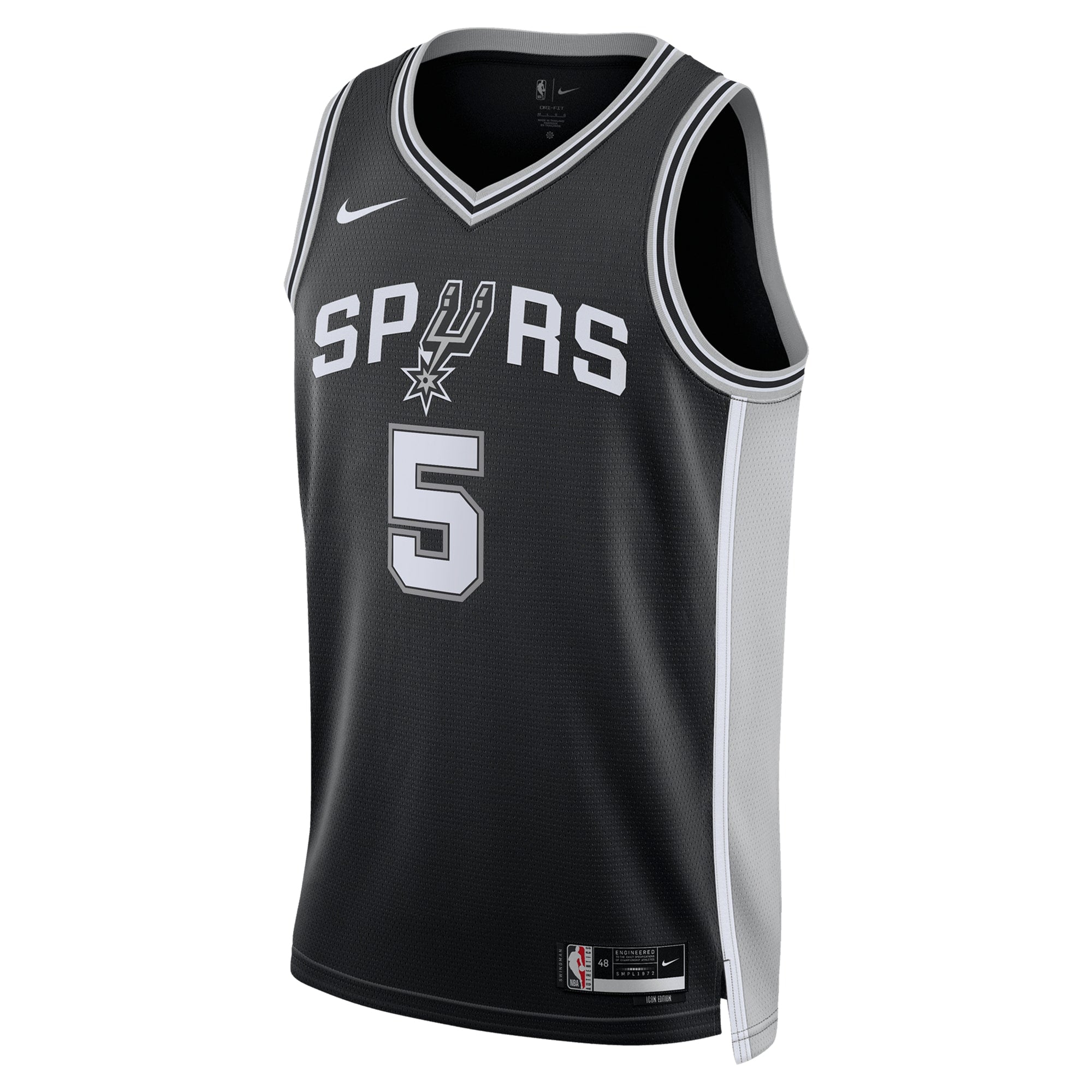 San Antonio Spurs Nike Icon Swingman Jersey - Black - Stephon Castle - Unisex