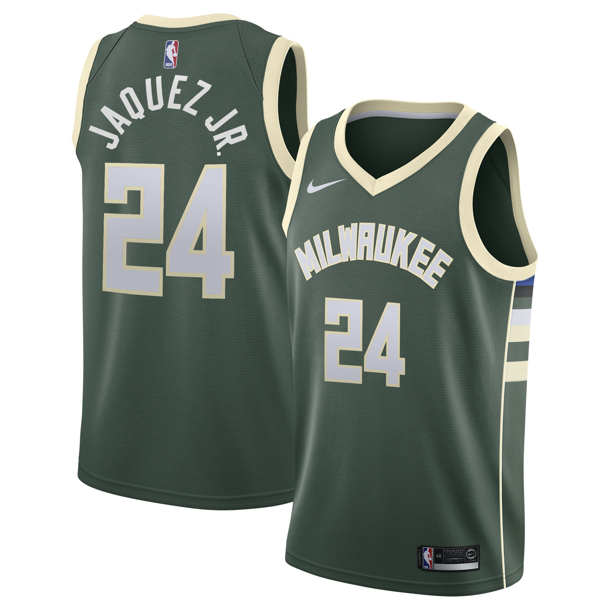 Milwaukee Bucks Nike Icon Edition Swingman Jersey - Hunter Green - Jaime Jaquez Jr. - Youth