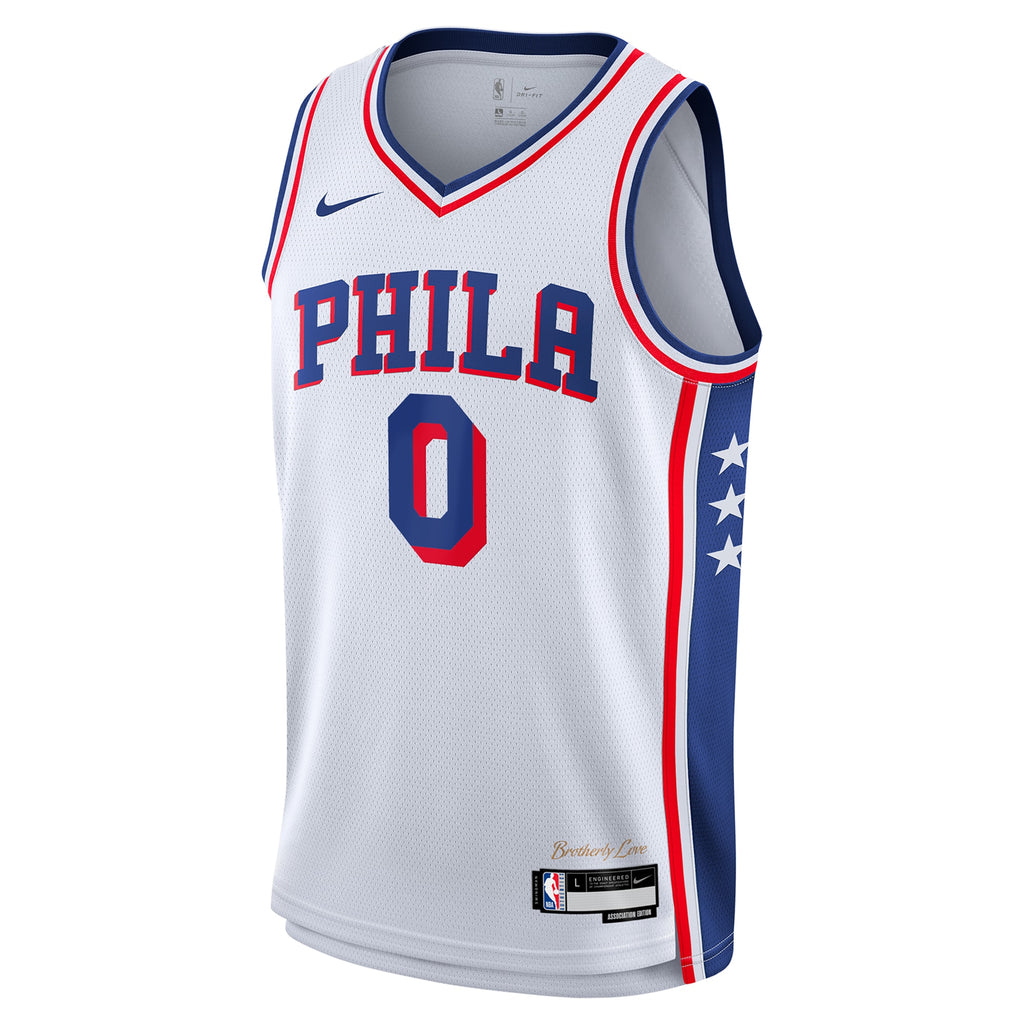 Philadelphia 76ers Nike Association Swingman Jersey - White - Tyrese Maxey - Youth