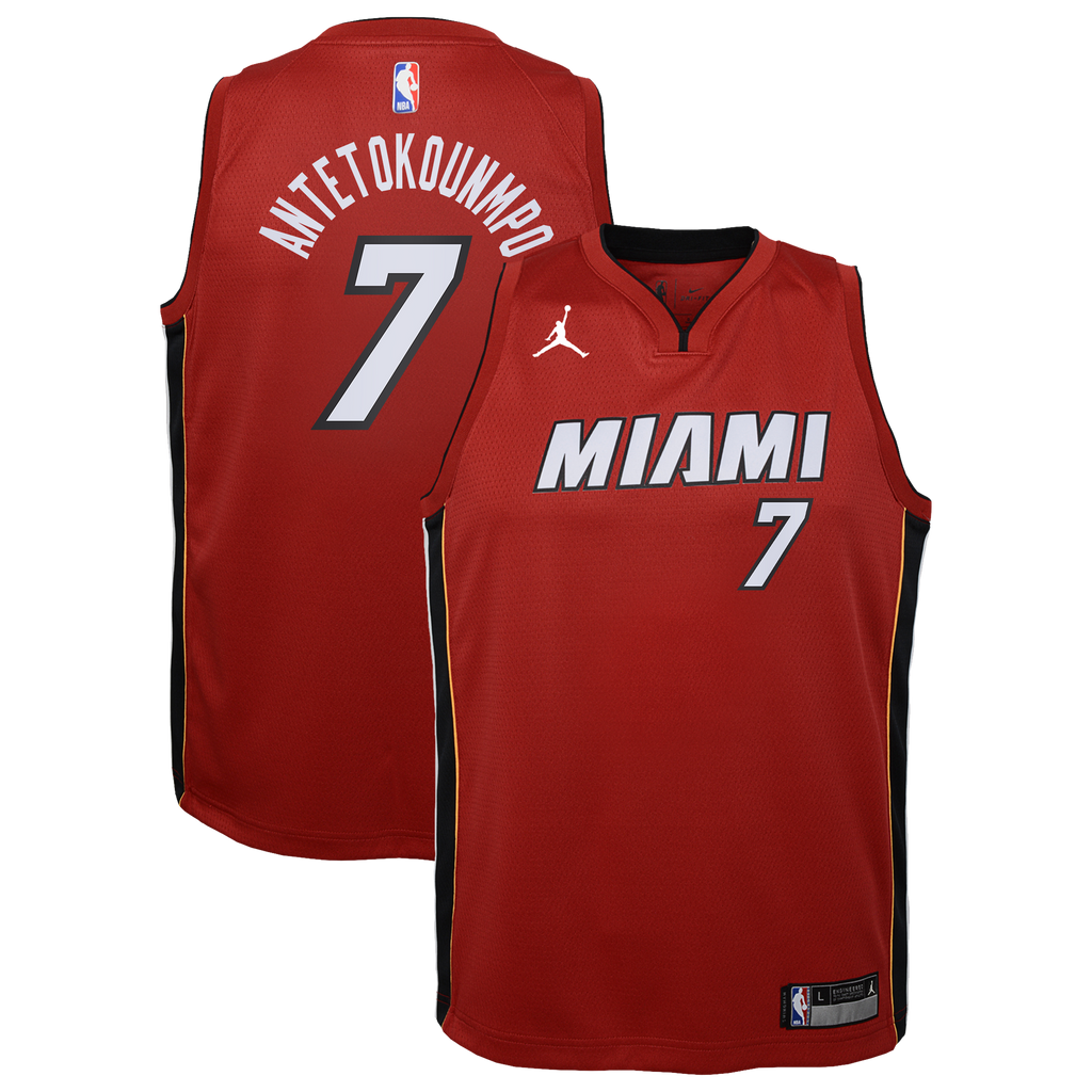 Miami Heat Jordan Brand Statement Edition Swingman Jersey - Red - Giannis Antetokounmpo - Youth