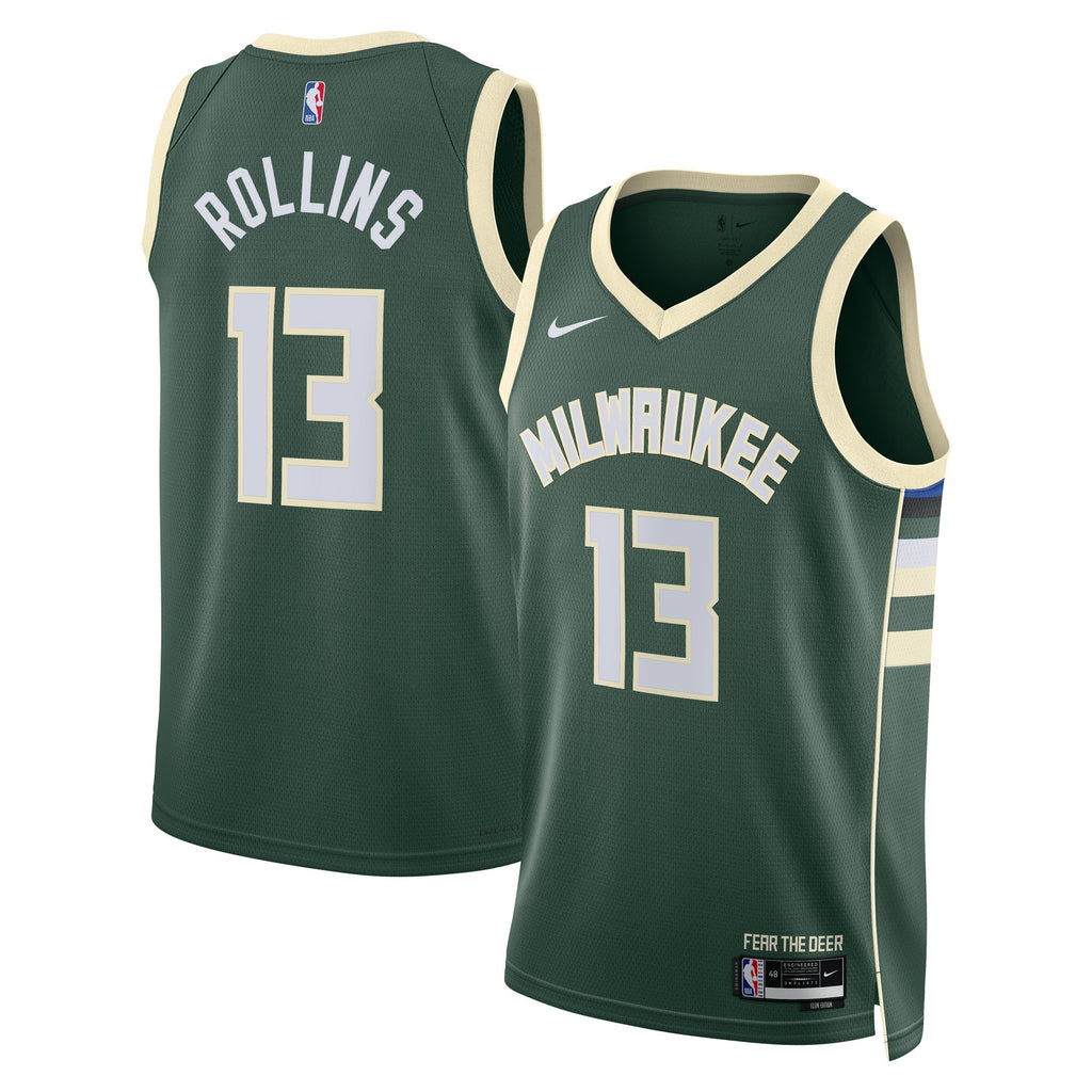 Milwaukee Bucks Nike Icon Edition Swingman Jersey - Hunter Green - Ryan Rollins - Unisex