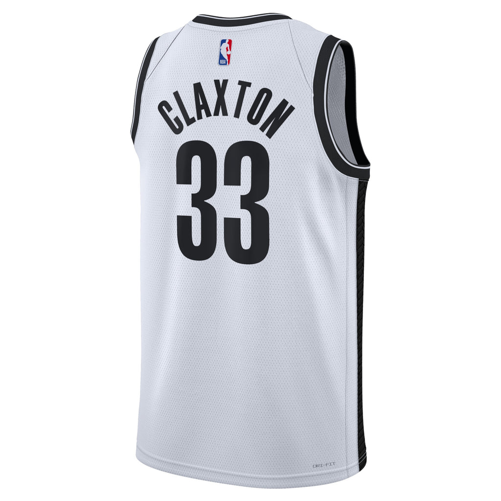 Brooklyn Nets Nike Association Edition Swingman Jersey - White - Nic Claxton - Unisex