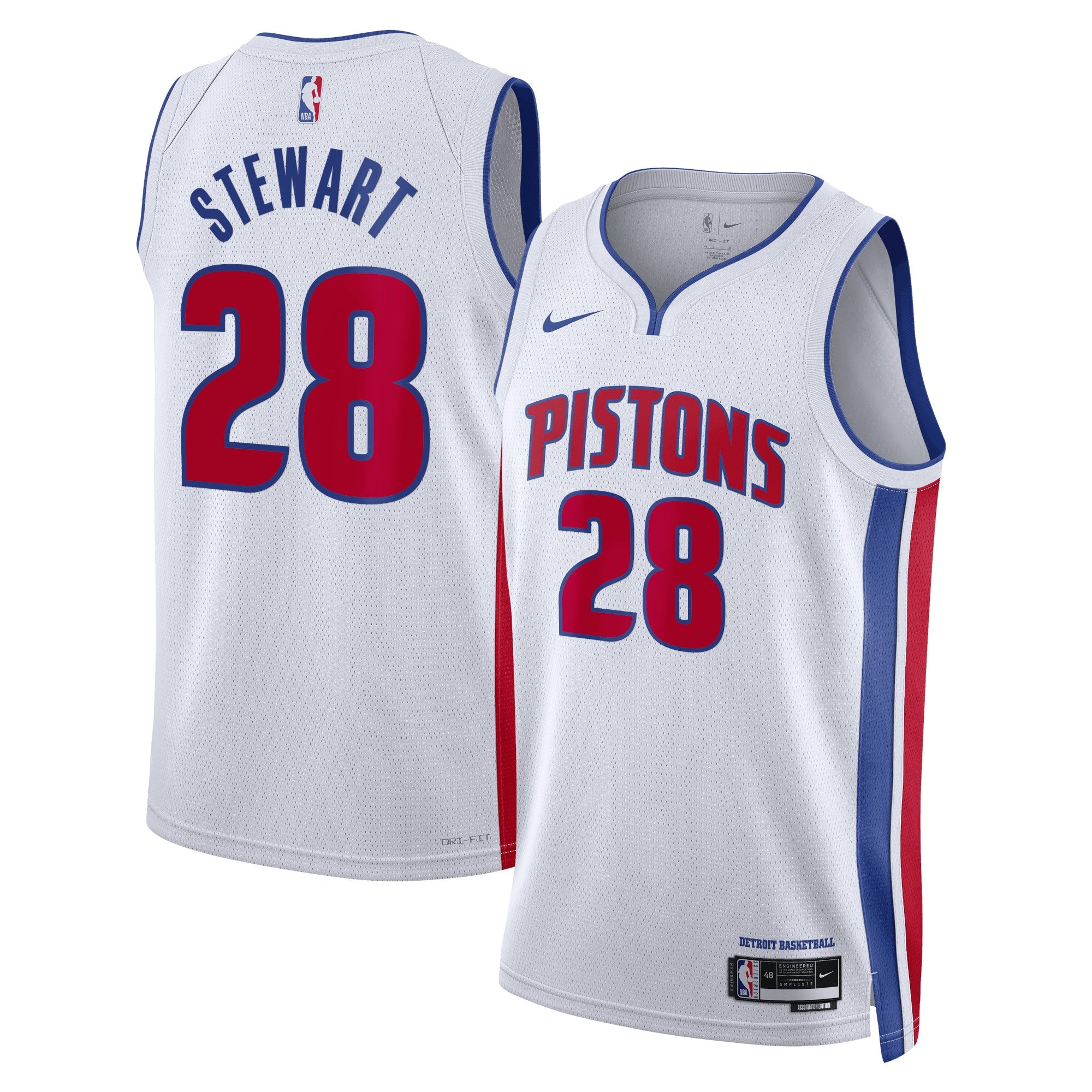 Detroit Pistons Nike Association Edition Swingman Jersey - White - Isaiah Stewart - Unisex