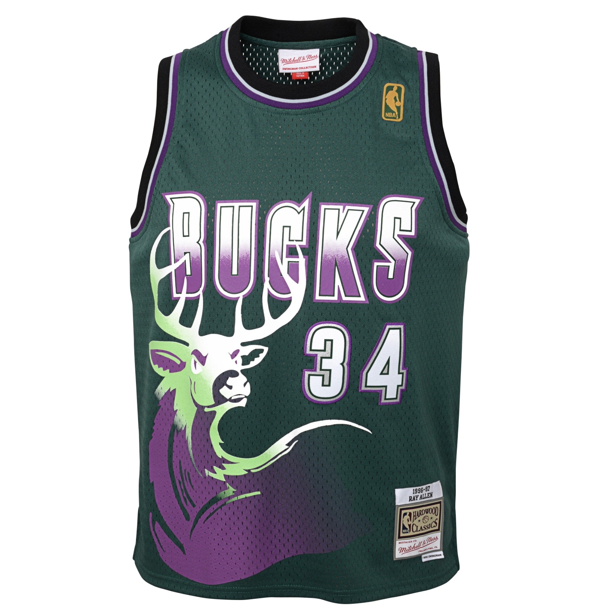 Milwaukee Bucks Ray Allen 1996-97 Hardwood Classics Swingman Jersey - Fir - Youth