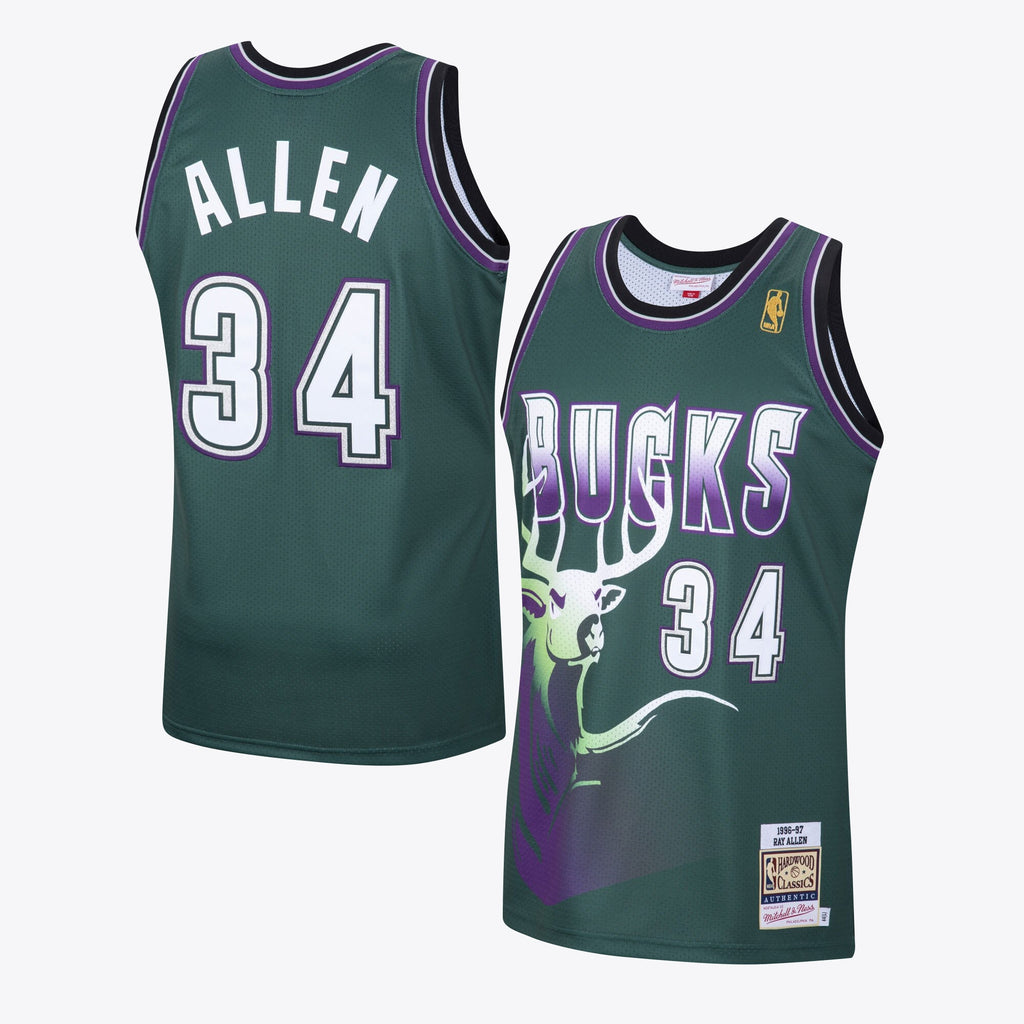 Milwaukee Bucks Ray Allen 1996 Hardwood Classics Alternate Swingman Jersey By Mitchell & Ness - Dark Green - Mens