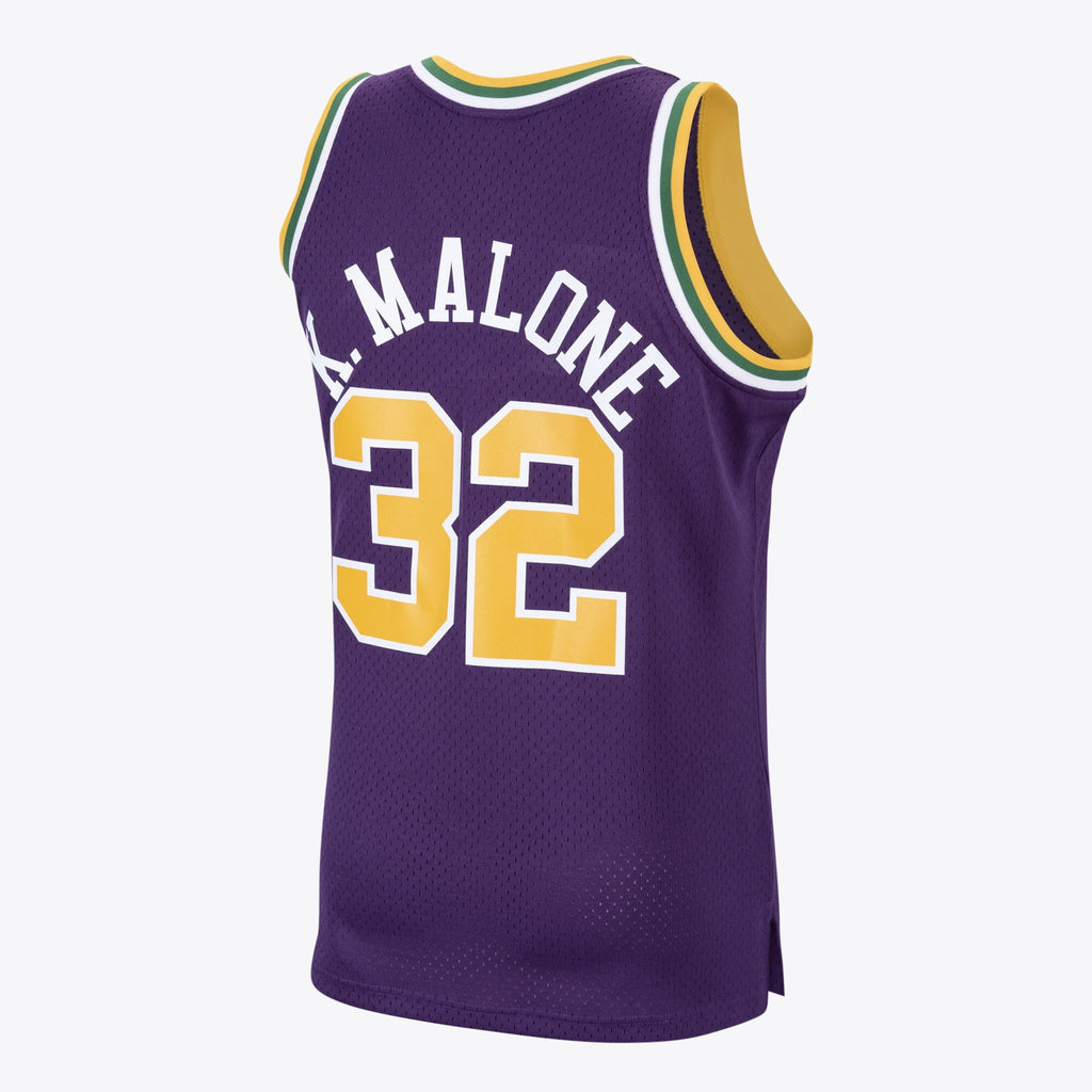 Utah Jazz Karl Malone 1991 Hardwood Classics Road Swingman Jersey by Mitchell & Ness - Purple - Mens