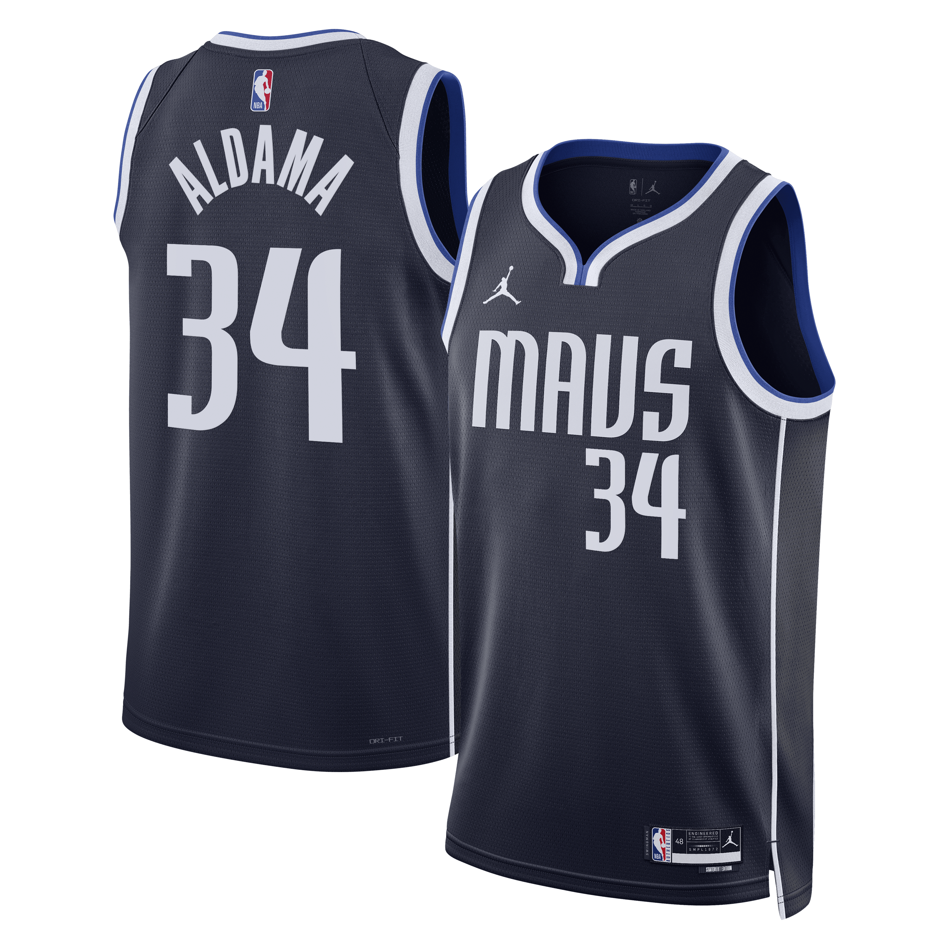 Dallas Mavericks Jordan Brand Statement Edition Swingman Jersey - Navy - Santi Aldama - Unisex