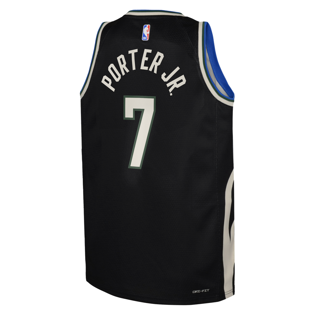 Milwaukee Bucks Jordan Brand Statement Edition Swingman Jersey - Hunter Green - Kevin Porter Jr. - Youth