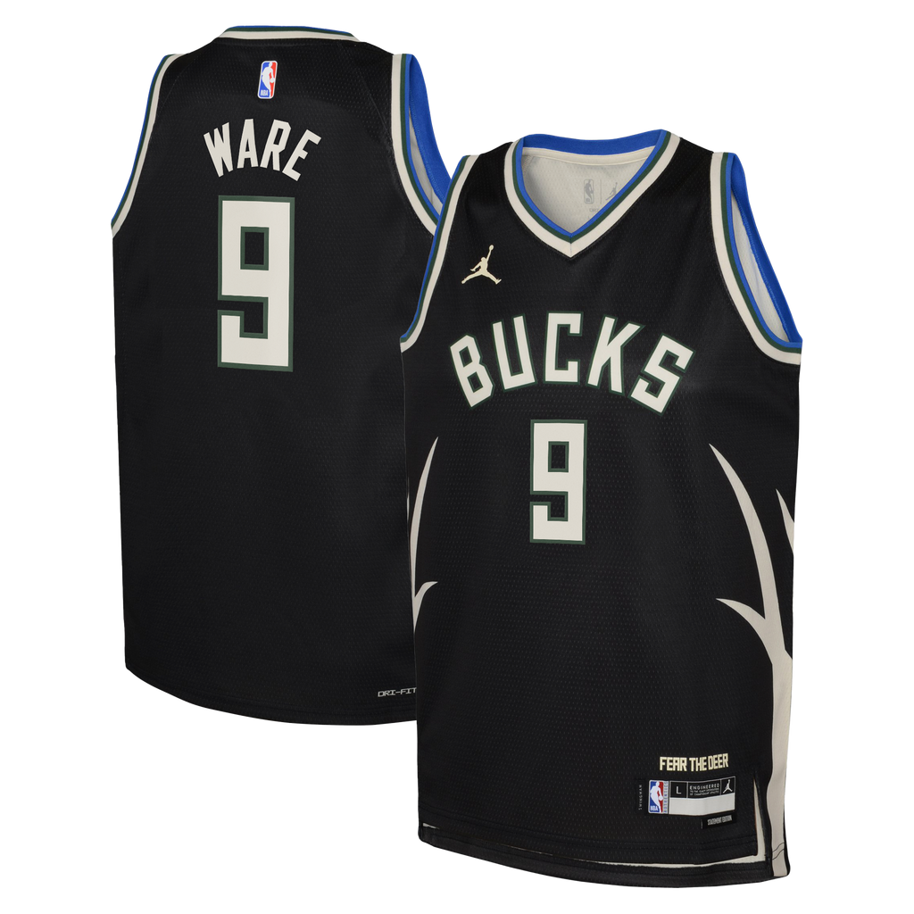 Milwaukee Bucks Jordan Brand Statement Edition Swingman Jersey - Hunter Green - Kel'el Ware - Youth