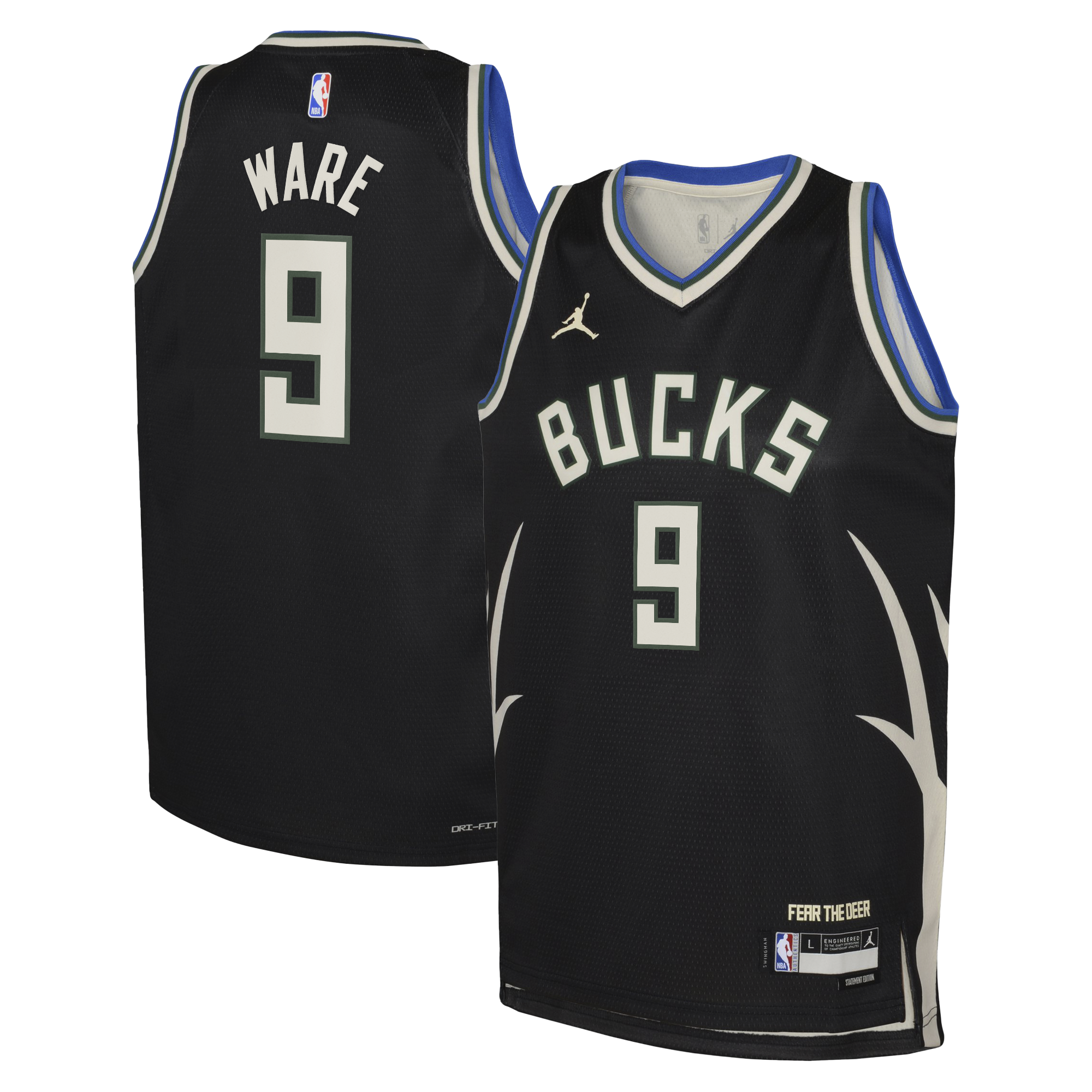 Milwaukee Bucks Jordan Brand Statement Edition Swingman Jersey - Hunter Green - Kel'el Ware - Youth