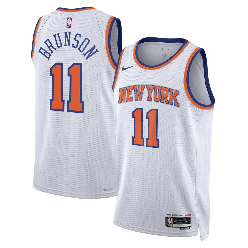 New York Knicks Nike Association Edition Swingman Jersey - White - Jalen Brunson - Unisex