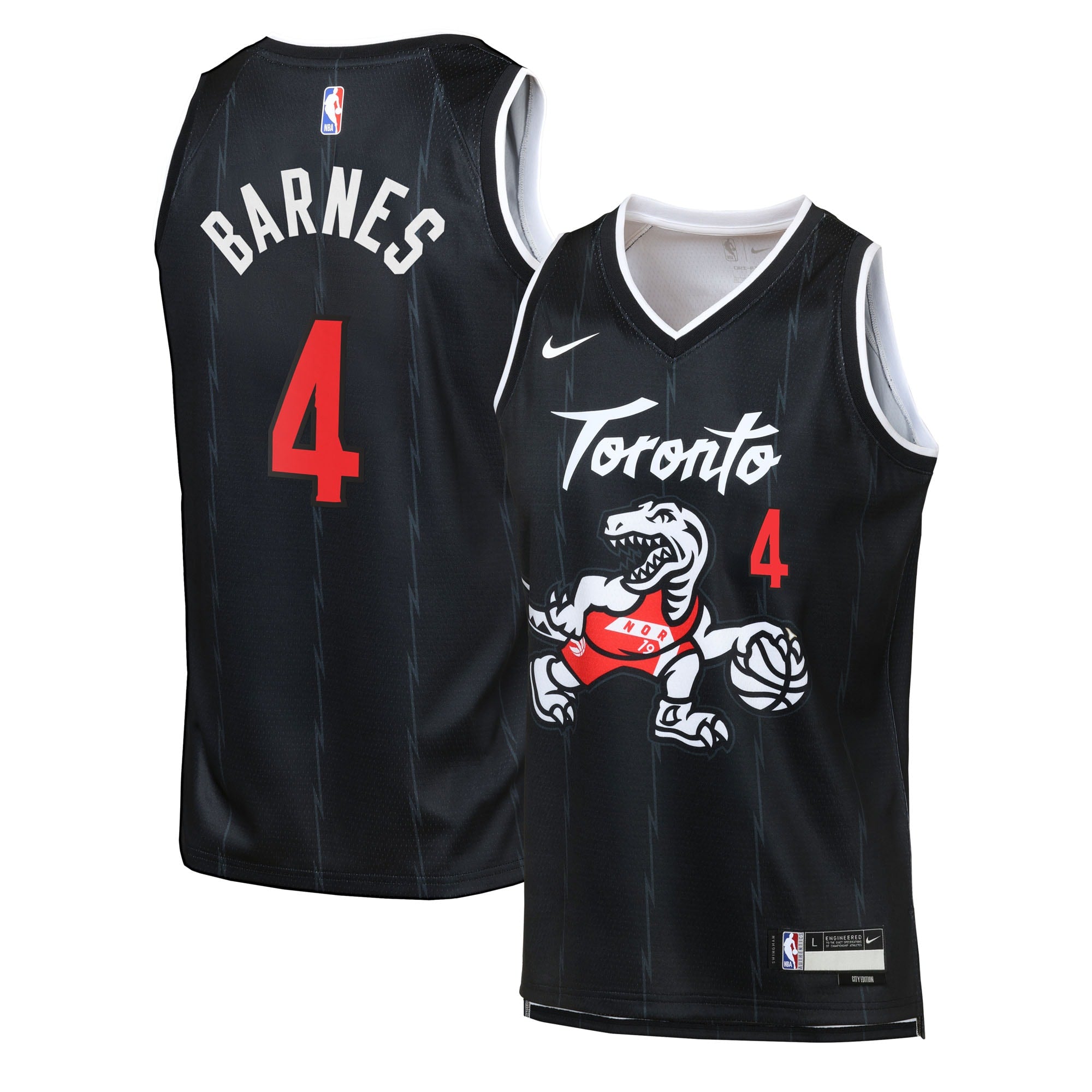 Toronto Raptors Nike 2025/26 City Edition Swingman Jersey - Black - Scottie Barnes - Youth