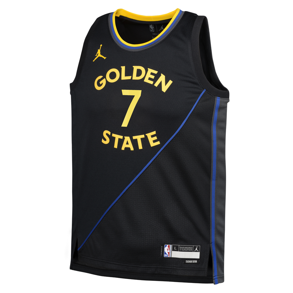 Golden State Warriors Jordan Brand Statement Edition Swingman Jersey - Black - Kristaps Porziņģis - Youth