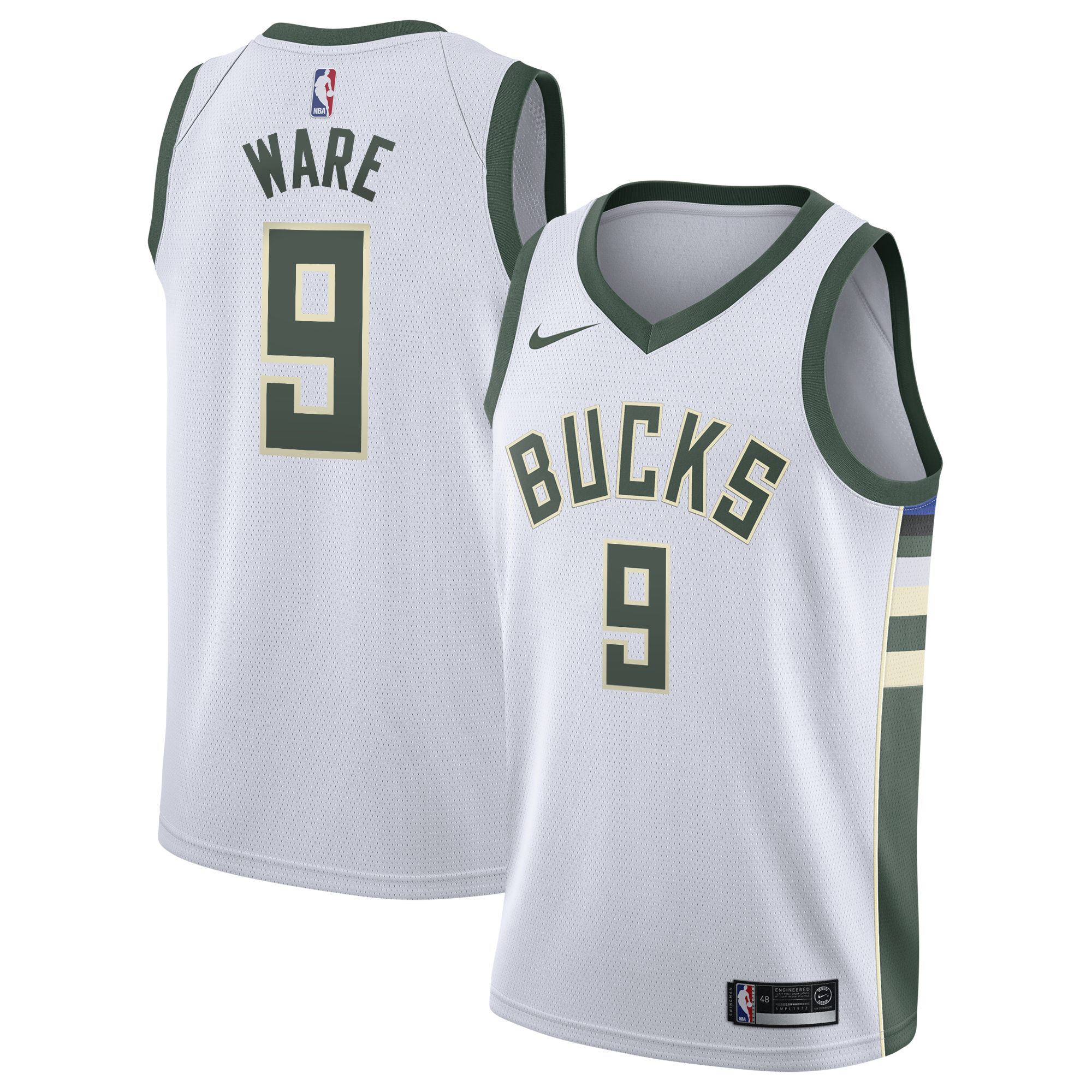 Milwaukee Bucks Nike Association Edition Swingman Jersey - White - Kel'el Ware - Youth
