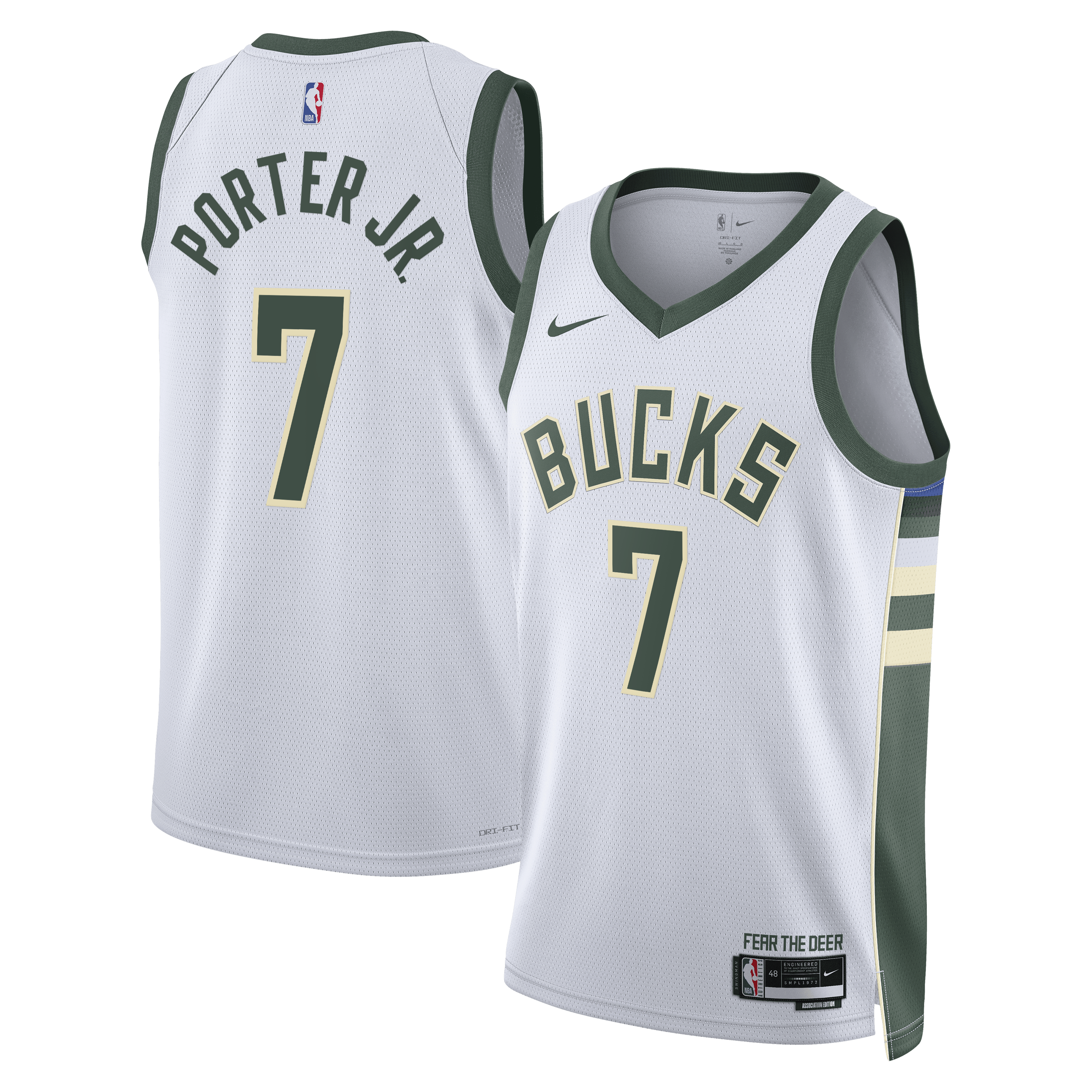 Milwaukee Bucks Nike Association Edition Swingman Jersey - White - Kevin Porter Jr. - Unisex
