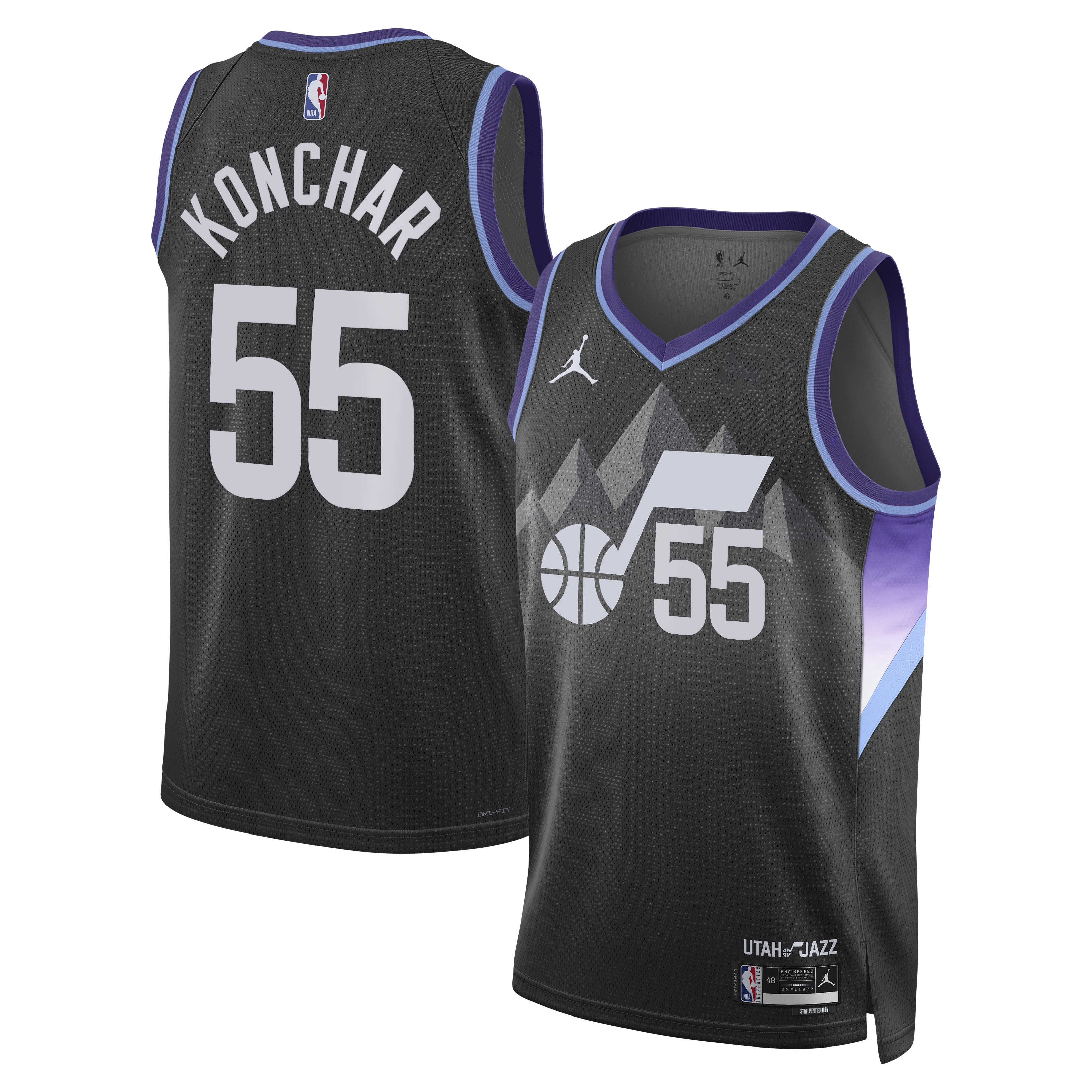 Utah Jazz Jordan Brand Statement Edition Swingman Jersey - Black - John Konchar - Unisex