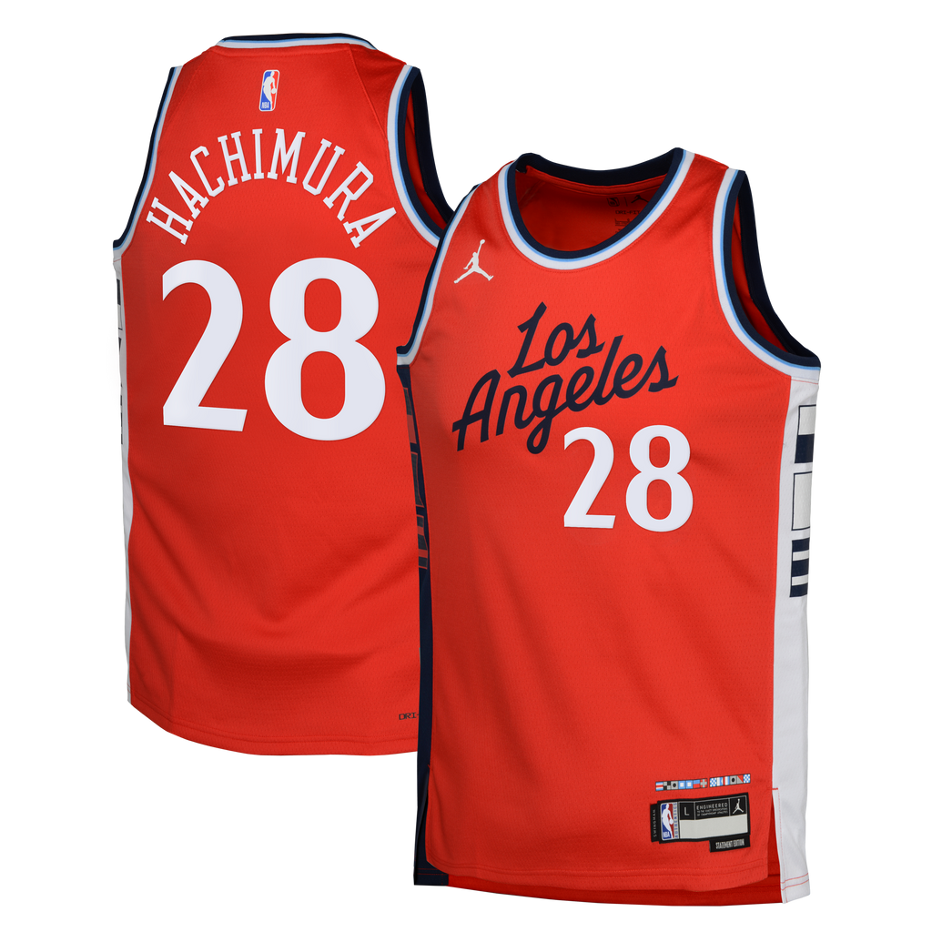 LA Clippers Jordan Brand Statement Edition Swingman Jersey - Red - Rui Hachimura - Youth
