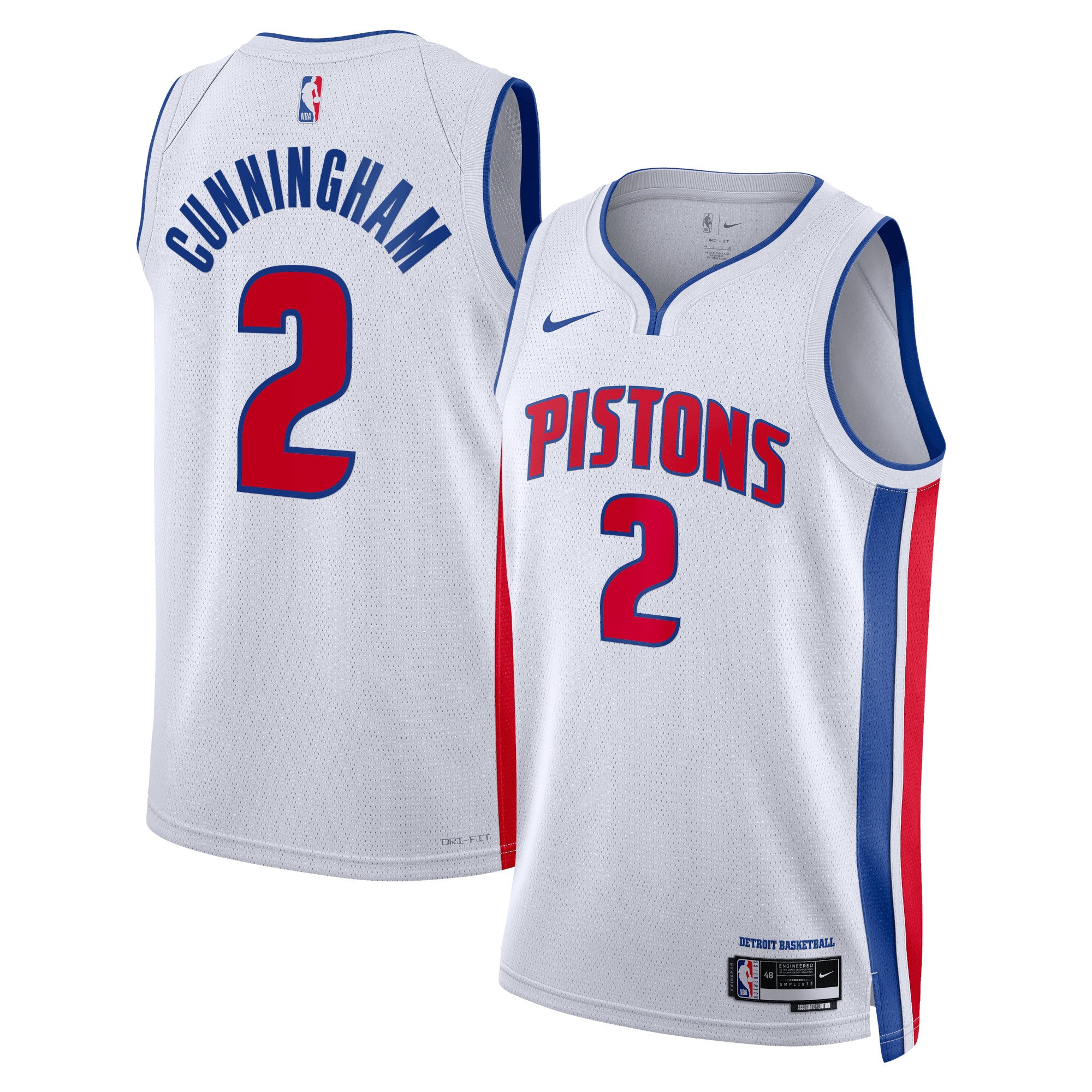 Detroit Pistons Nike Association Edition Swingman Jersey - White - Cade Cunningham - Unisex