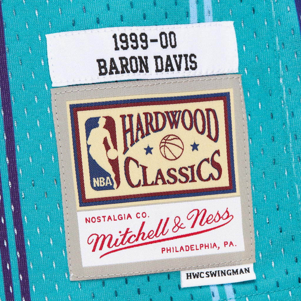 Charlotte Hornets Mitchell & Ness Baron Davis 1999 Swingman Road Authentic Jersey - Teal