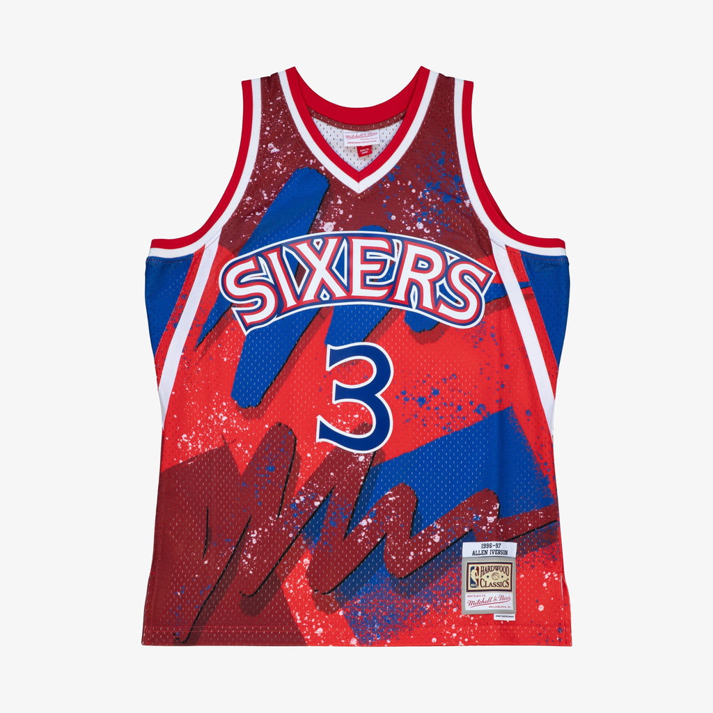 Philadelphia 76ers Mitchell & Ness Allen Iverson 1996 Hyper Hoops Swingman Jersey - Scarlet