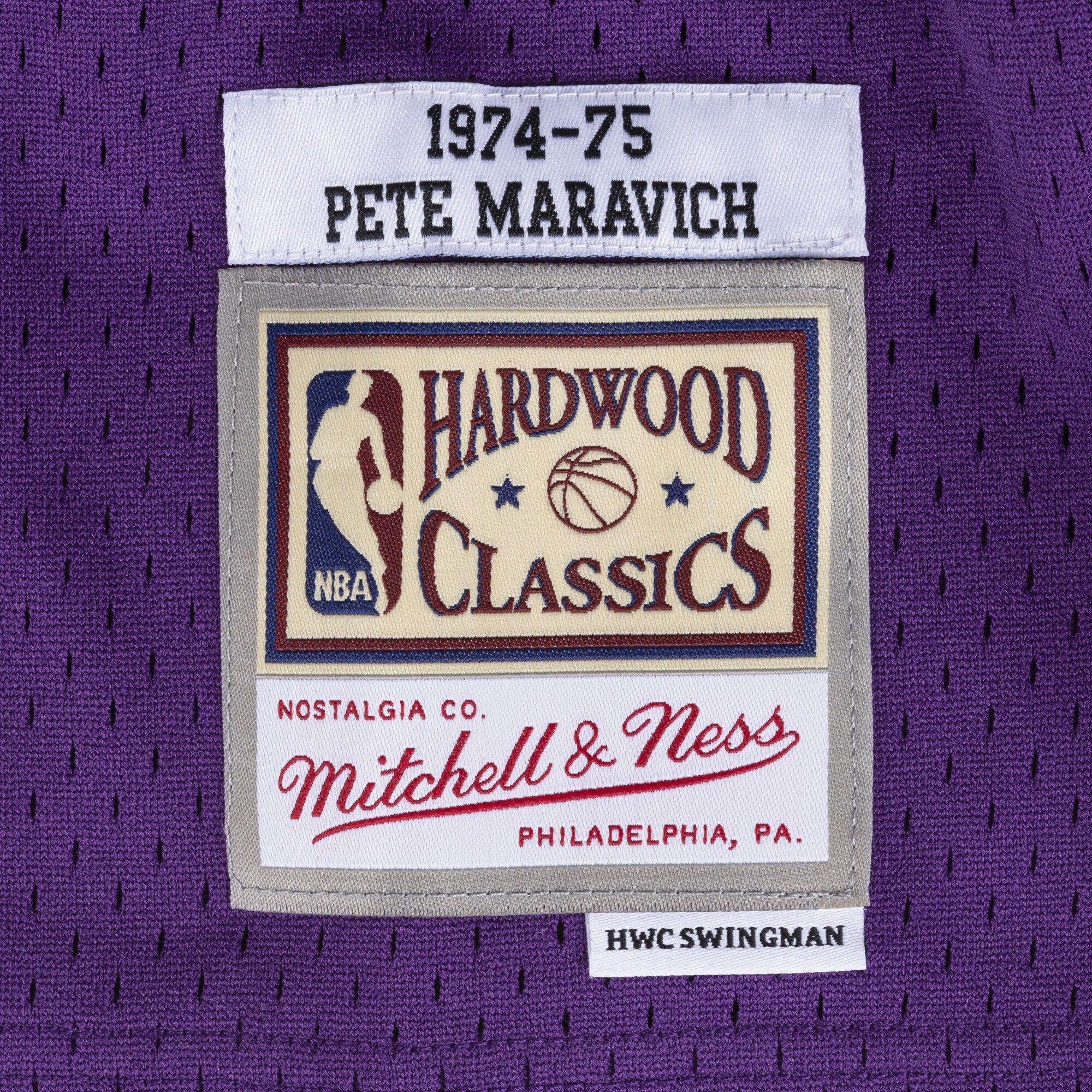New Orleans Jazz Mitchell & Ness Pete Maravich 1974 Swingman Road Authentic Jersey - Purple