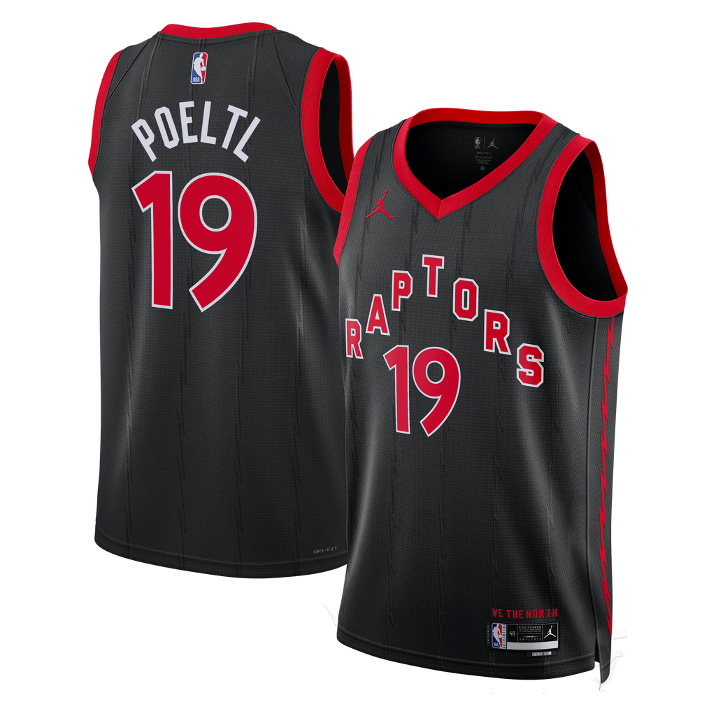 Toronto Raptors Jordan Brand Statement Edition Swingman Jersey - Black - Jakob Poeltl - Unisex