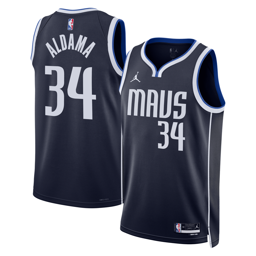 Dallas Mavericks Jordan Brand Statement Edition Swingman Jersey - Navy - Santi Aldama - Unisex