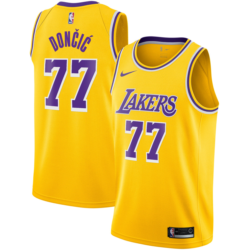 Los Angeles Lakers Nike Icon Edition Swingman Jersey - Gold - Luka Dončić - Youth