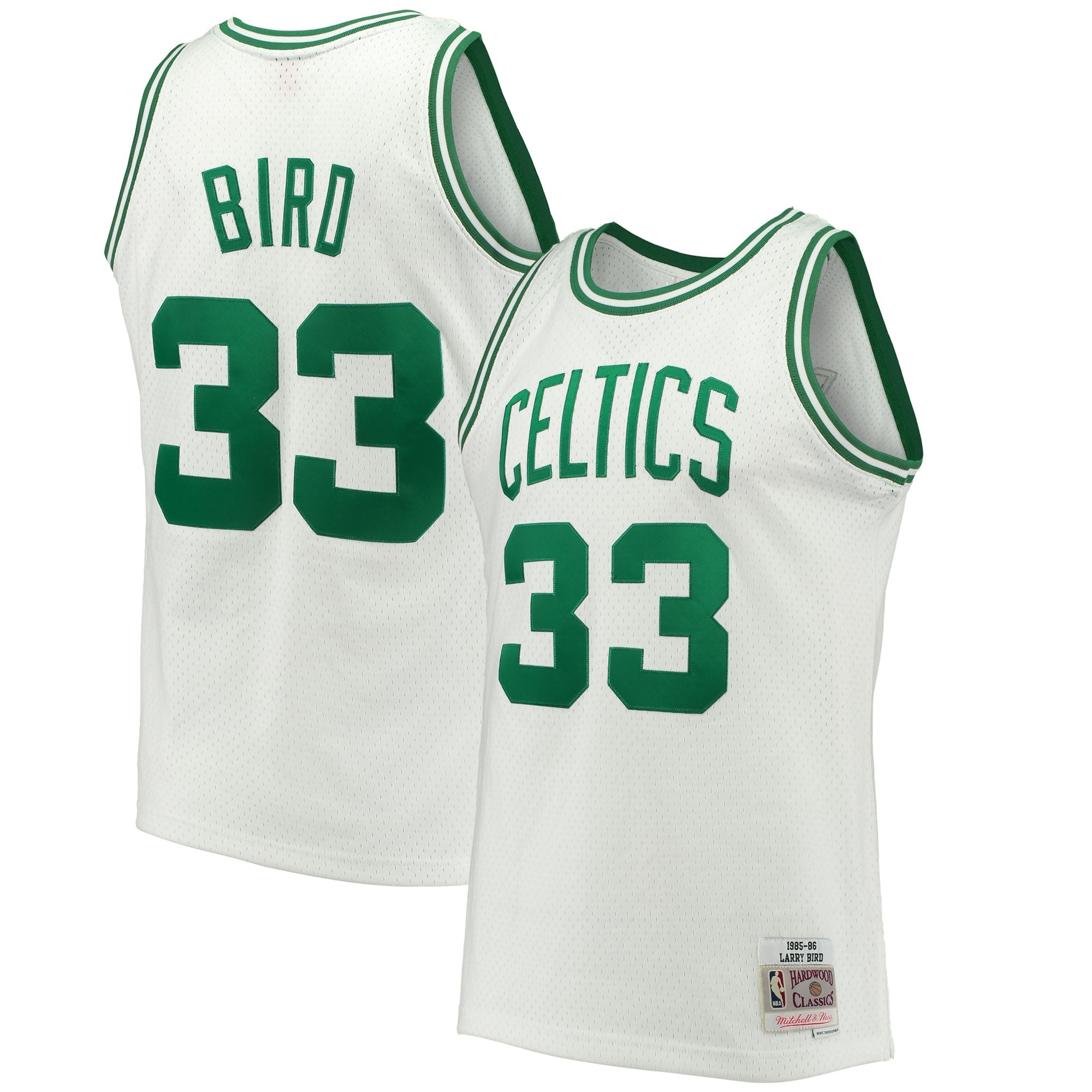 Men's Mitchell & Ness Larry Bird White Boston Celtics 1985-86 Hardwood Classics Swingman Jersey