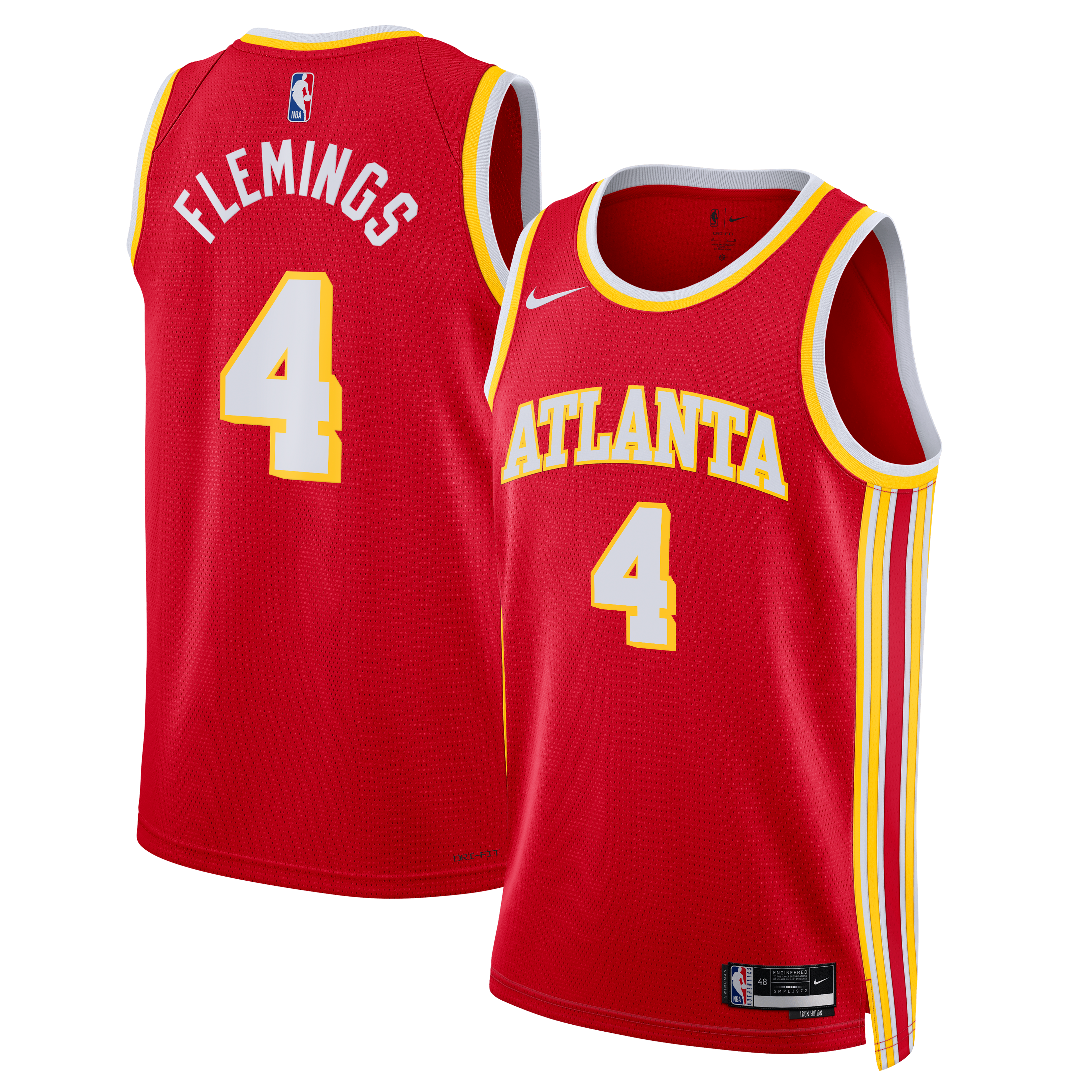 Atlanta Hawks Nike Icon Swingman Jersey - Red - Kingston Flemings - Unisex