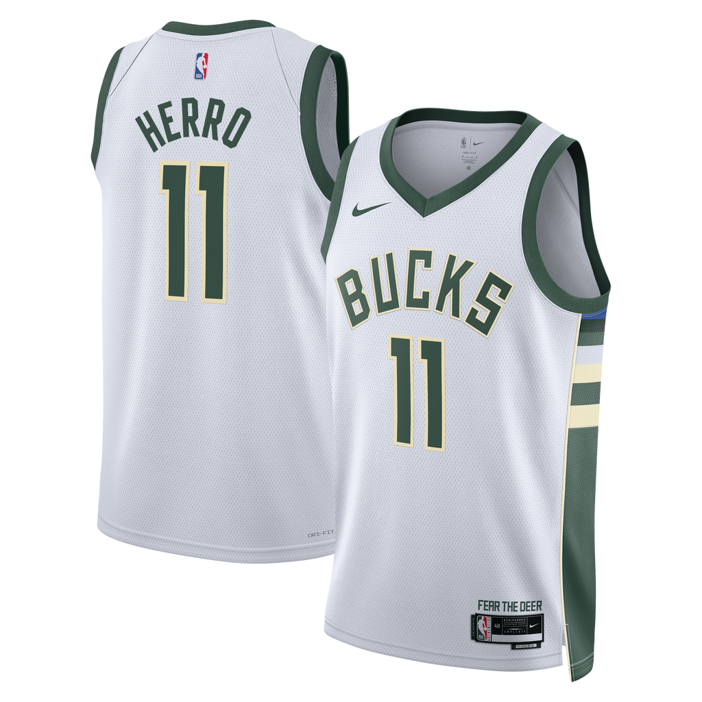 Milwaukee Bucks Association Edition Swingman Jersey - White - Tyler Herro - Unisex