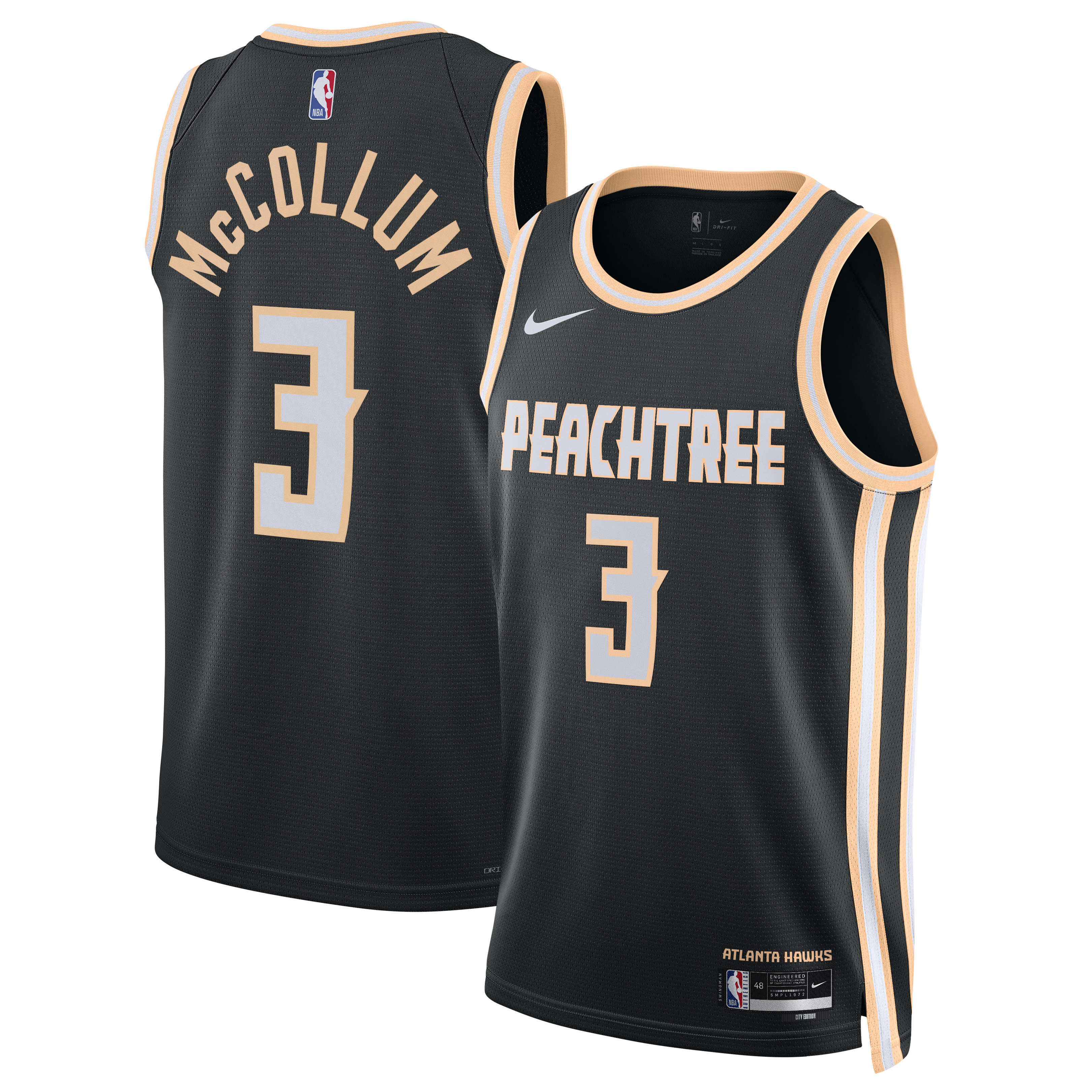 Nike Atlanta Hawks 2025/26 Nike City Edition Swingman Jersey - Black - CJ McCollum - Unisex