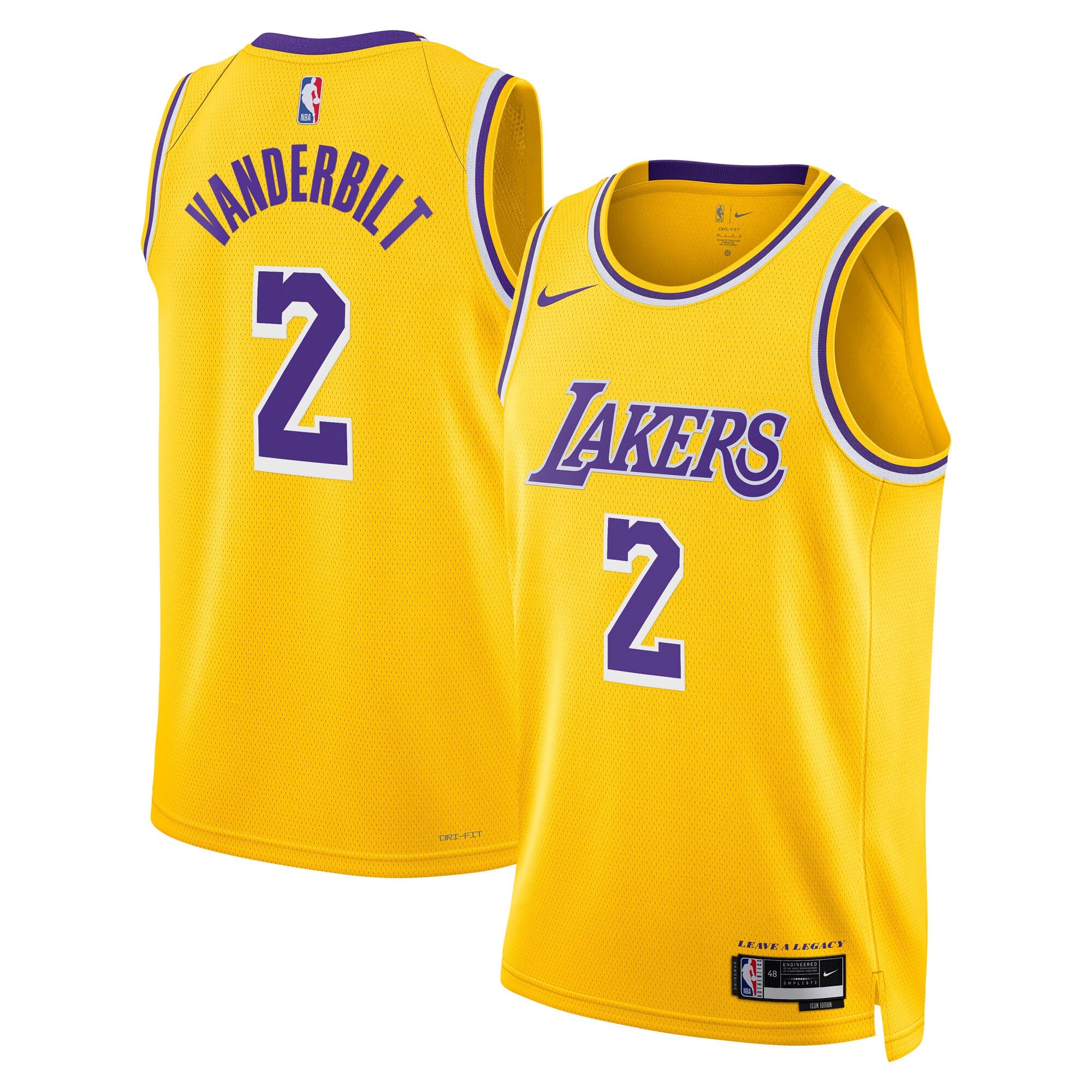 Los Angeles Lakers Nike Icon Edition Swingman Jersey - Gold - Jarred Vanderbilt - Youth