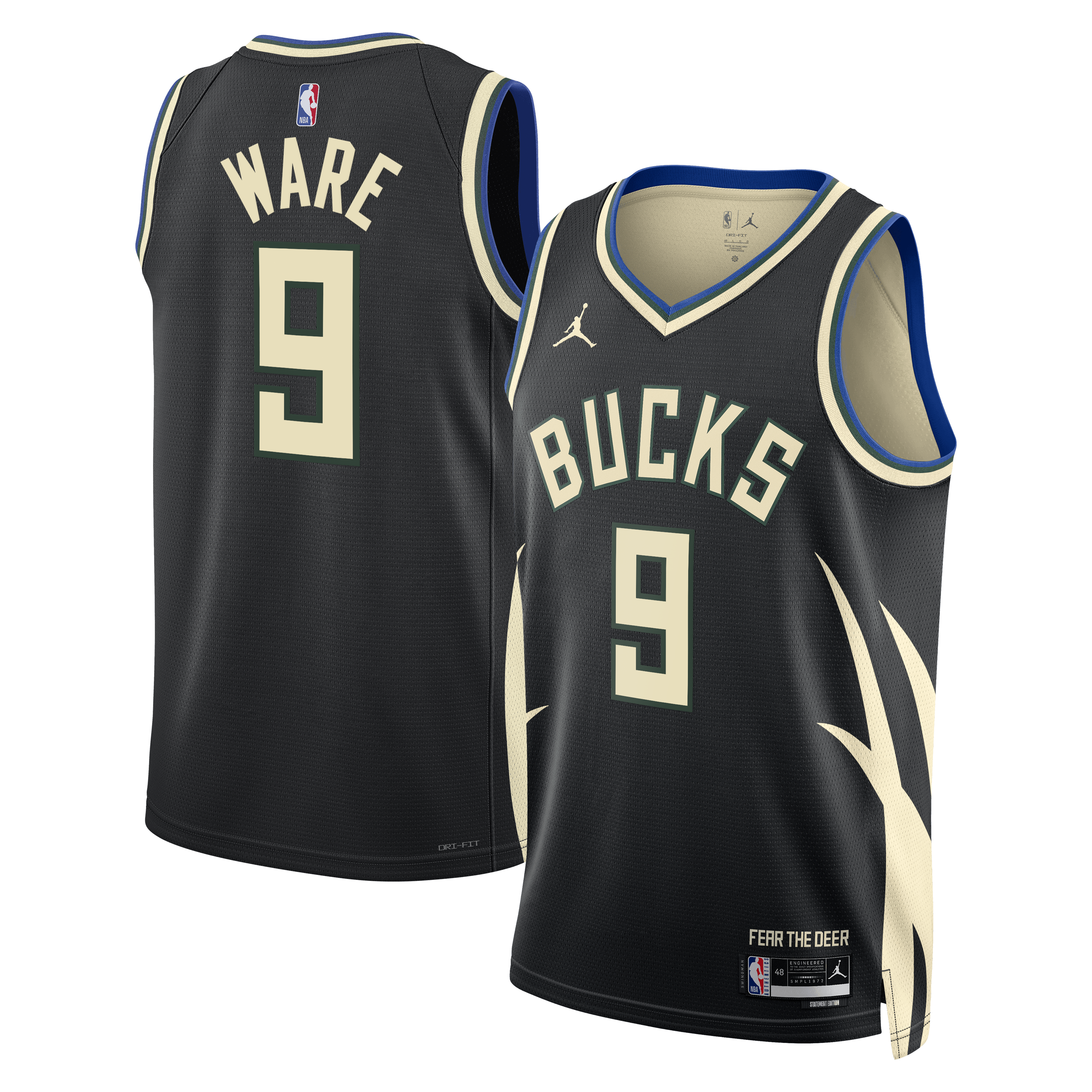 Milwaukee Bucks Jordan Brand Statement Edition Swingman Jersey - Hunter Green - Kel'el Ware - Unisex