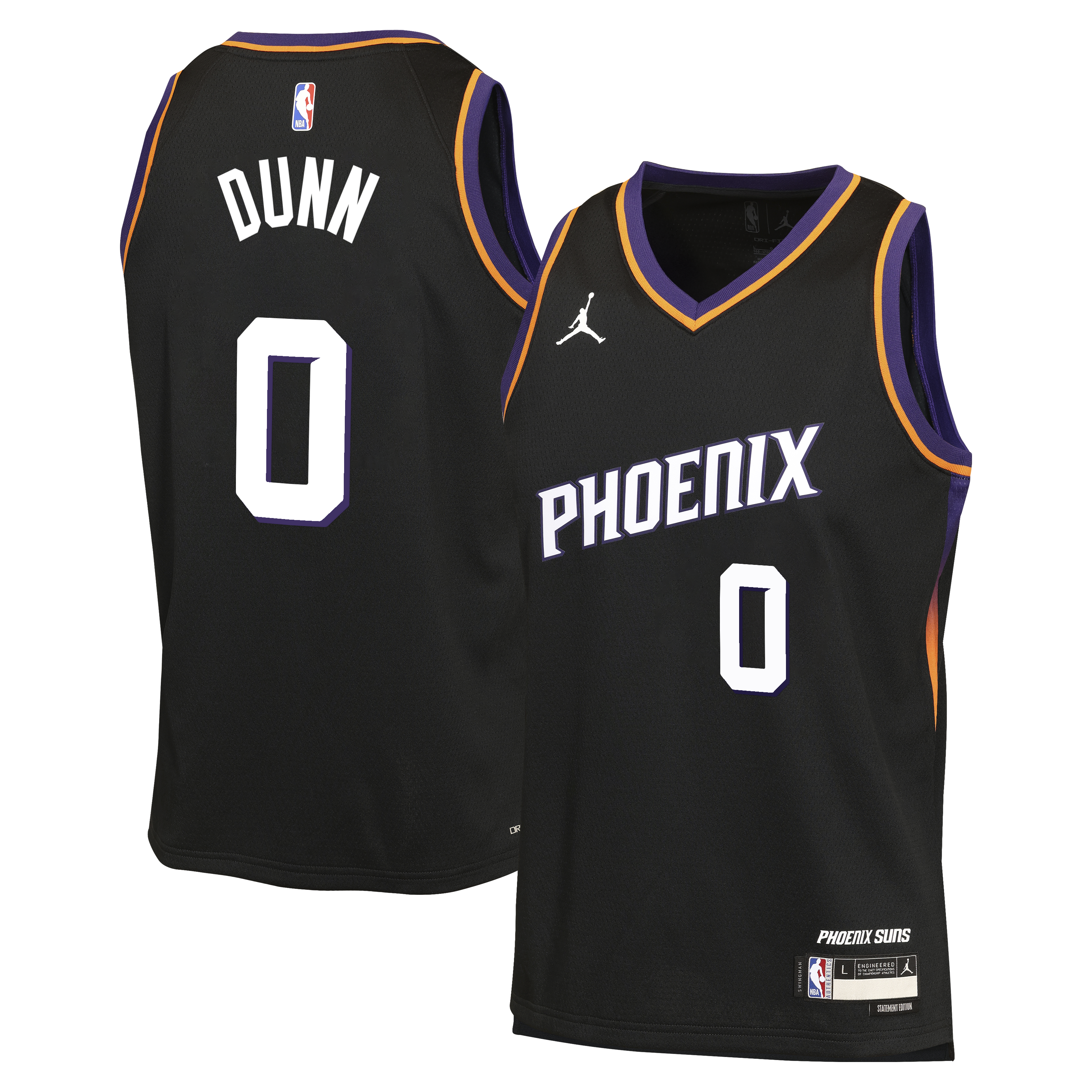 Phoenix Suns Jordan Brand Statement Edition Jersey - Black - Ryan Dunn - Youth