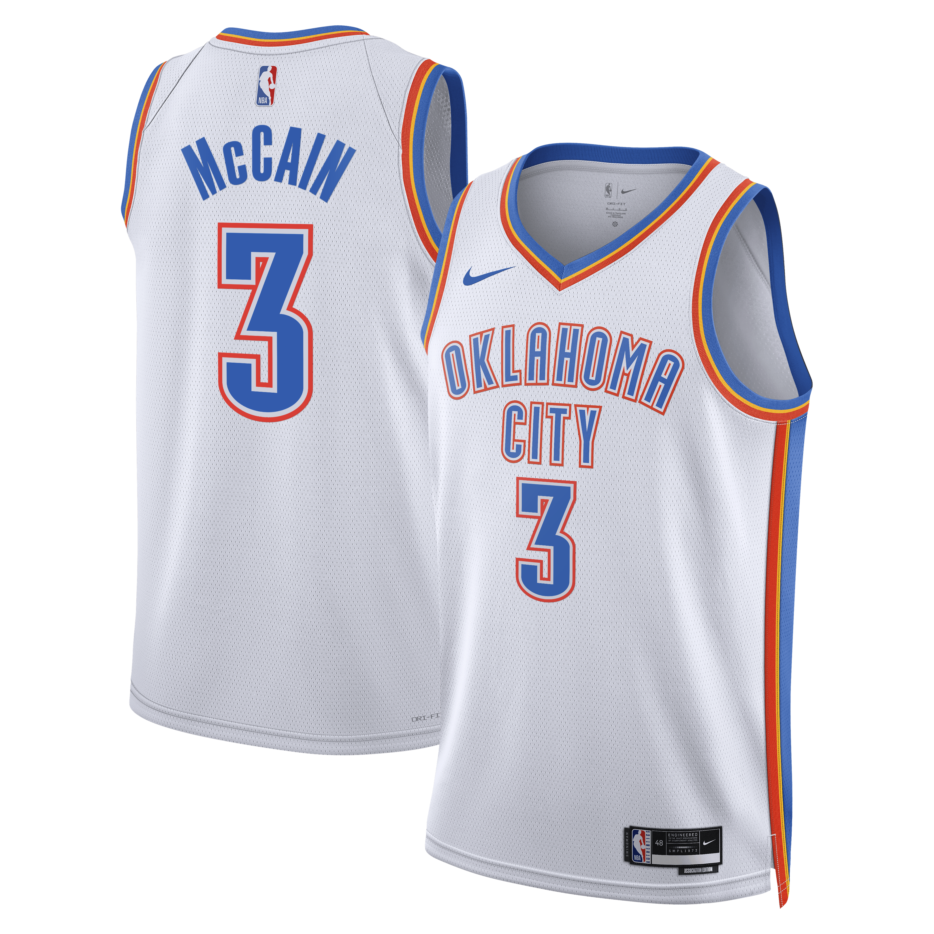 Oklahoma City Thunder Nike Association Edition Swingman Jersey - White - Jared McCain - Unisex