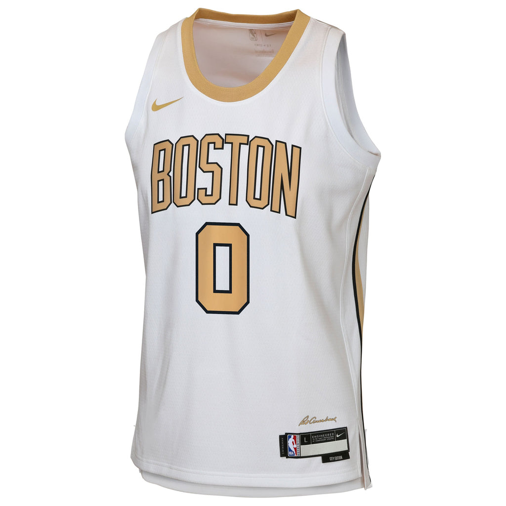 Boston Celtics Nike 2025/26 City Edition Swingman Jersey - White - Jayson Tatum - Youth