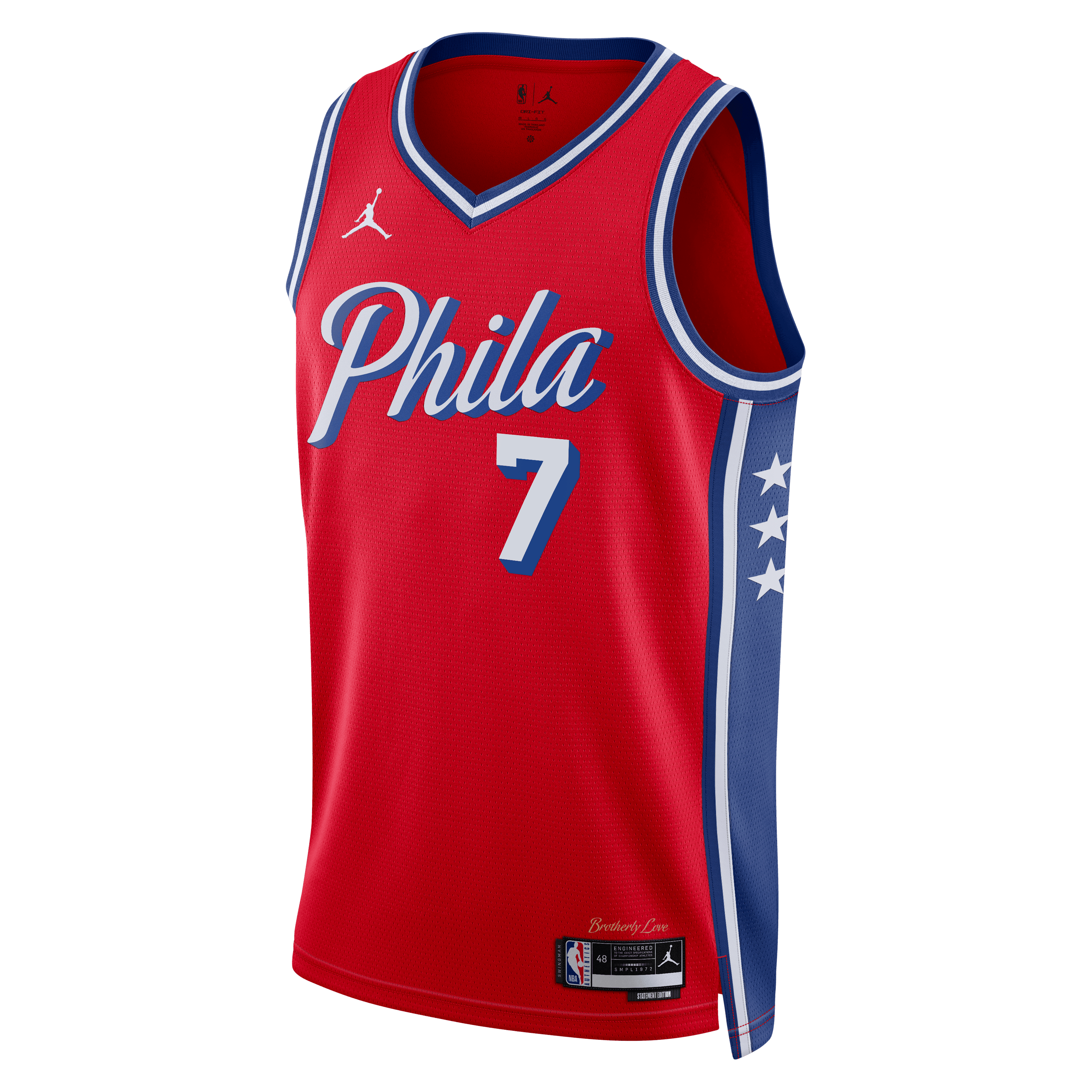 hiladelphia 76ers Jordan Brand Statement Edition Swingman Jersey - Red - Jaylen Brown - Unisex