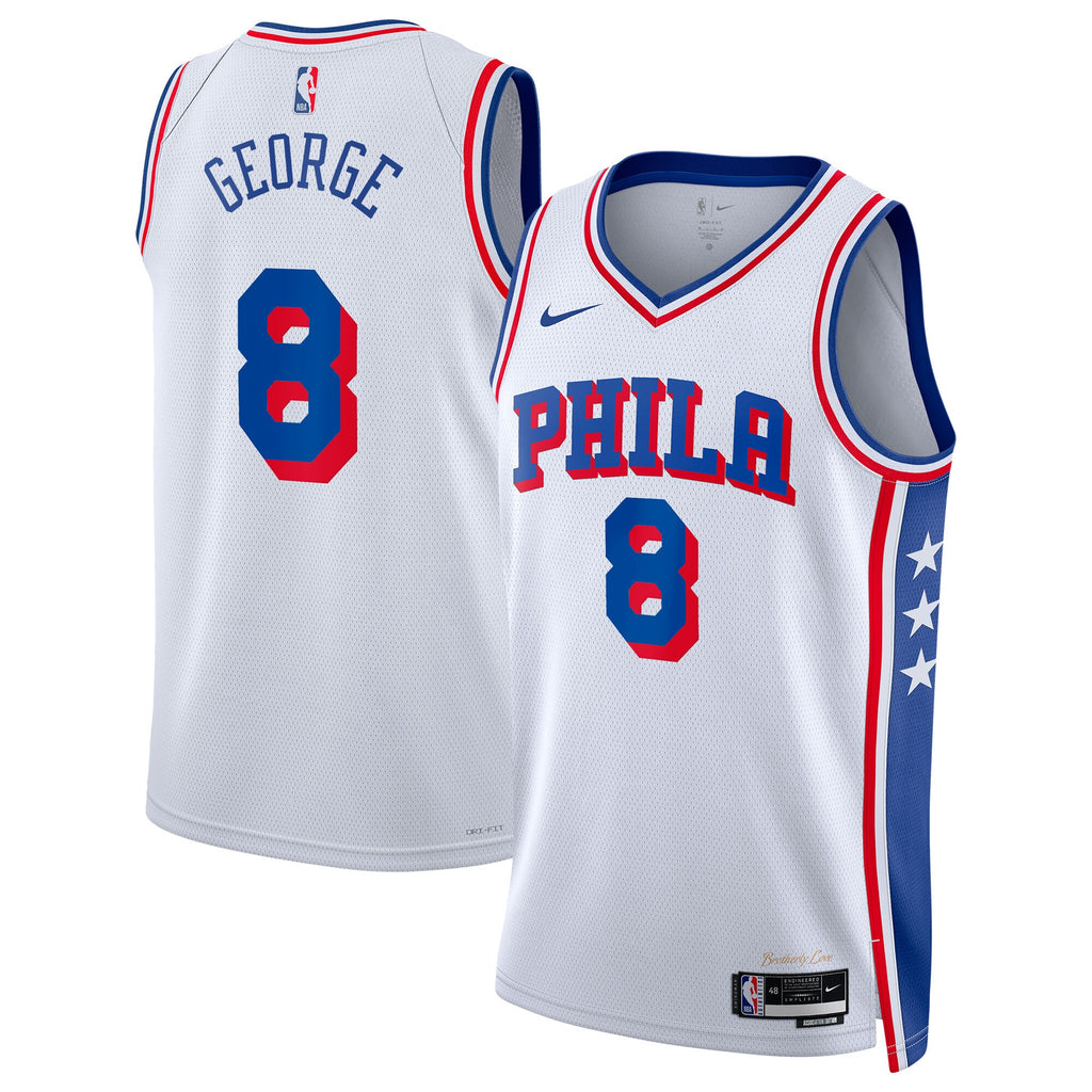 Philadelphia 76ers Nike Association Edition Swingman Jersey - White - Paul George - Unisex