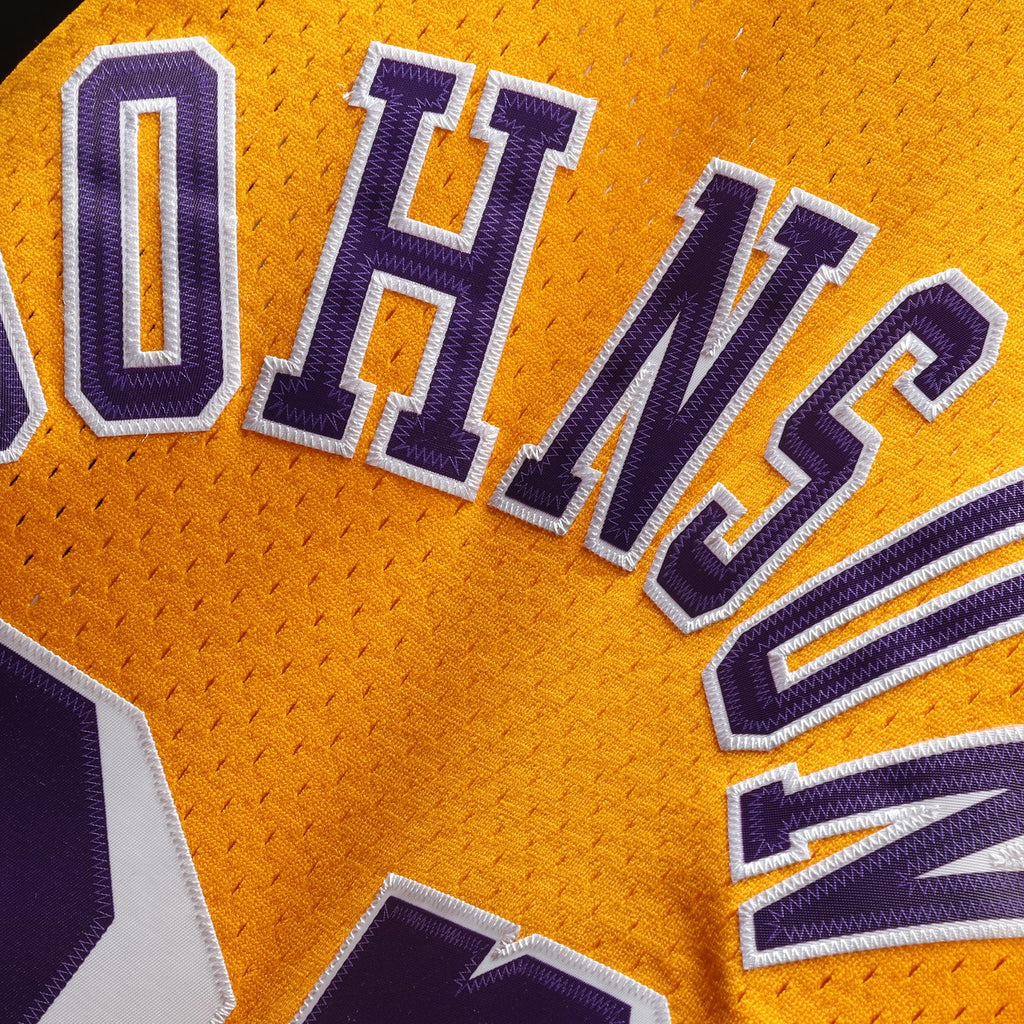 Men's Mitchell & Ness Magic Johnson Gold Los Angeles Lakers 1984-85 Hardwood Classics Swingman Jersey