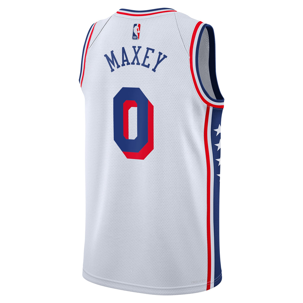 Philadelphia 76ers Nike Association Swingman Jersey - White - Tyrese Maxey - Youth