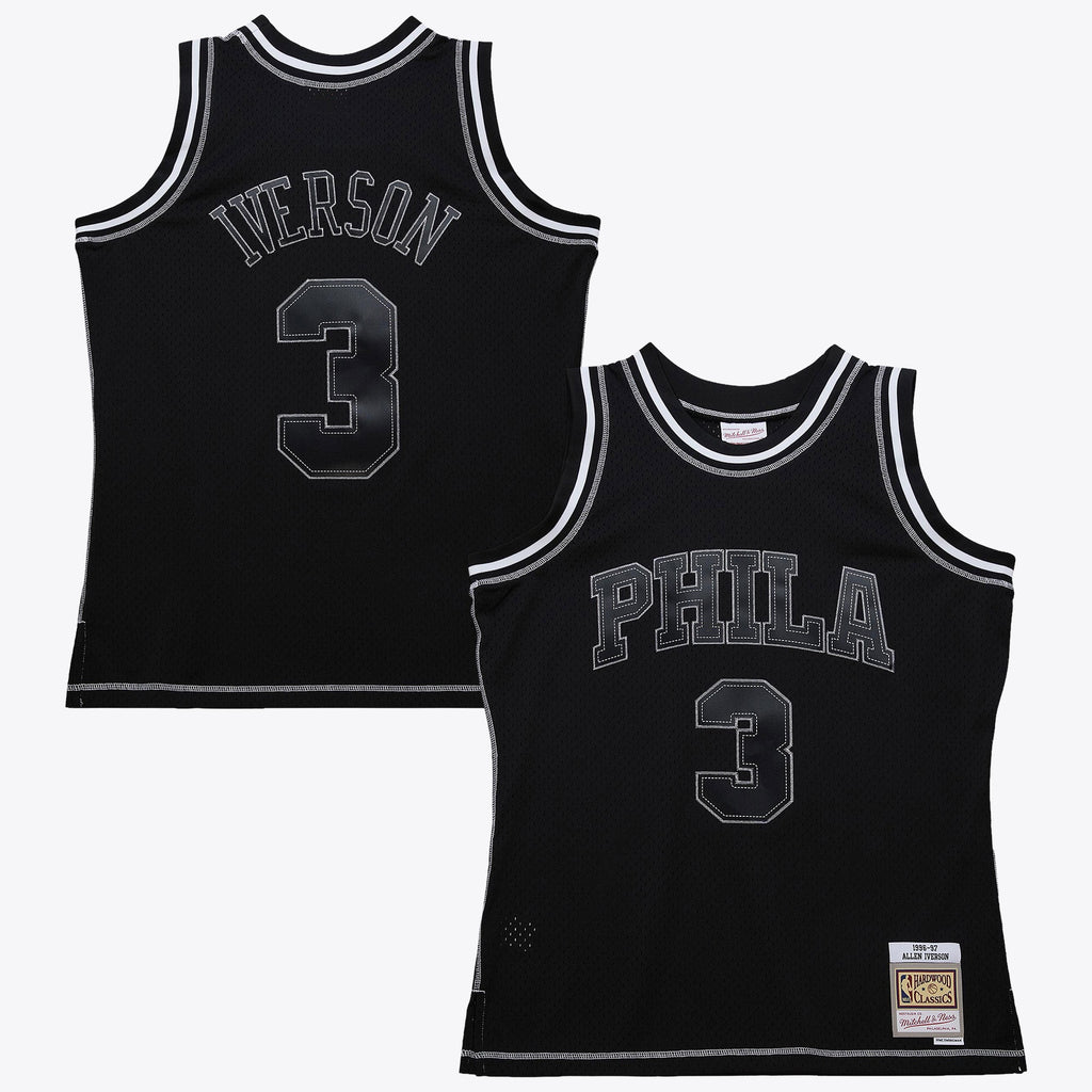 Philadelphia 76ers Mitchell & Ness Allen Iverson 1996 Contrast 2K Swingman Jersey - Black