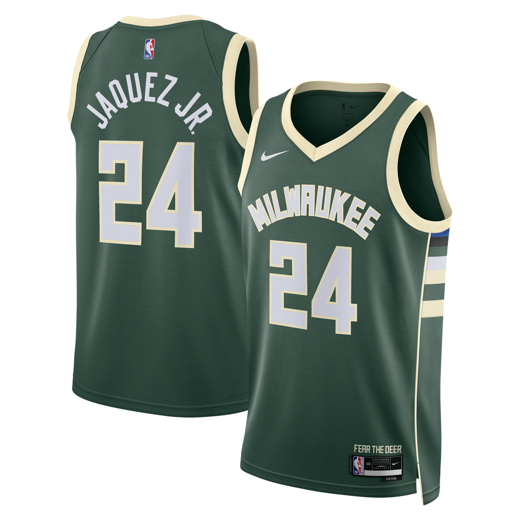 Milwaukee Bucks Nike Icon Edition Swingman Jersey - Hunter Green - Jaime Jaquez Jr. - Unisex