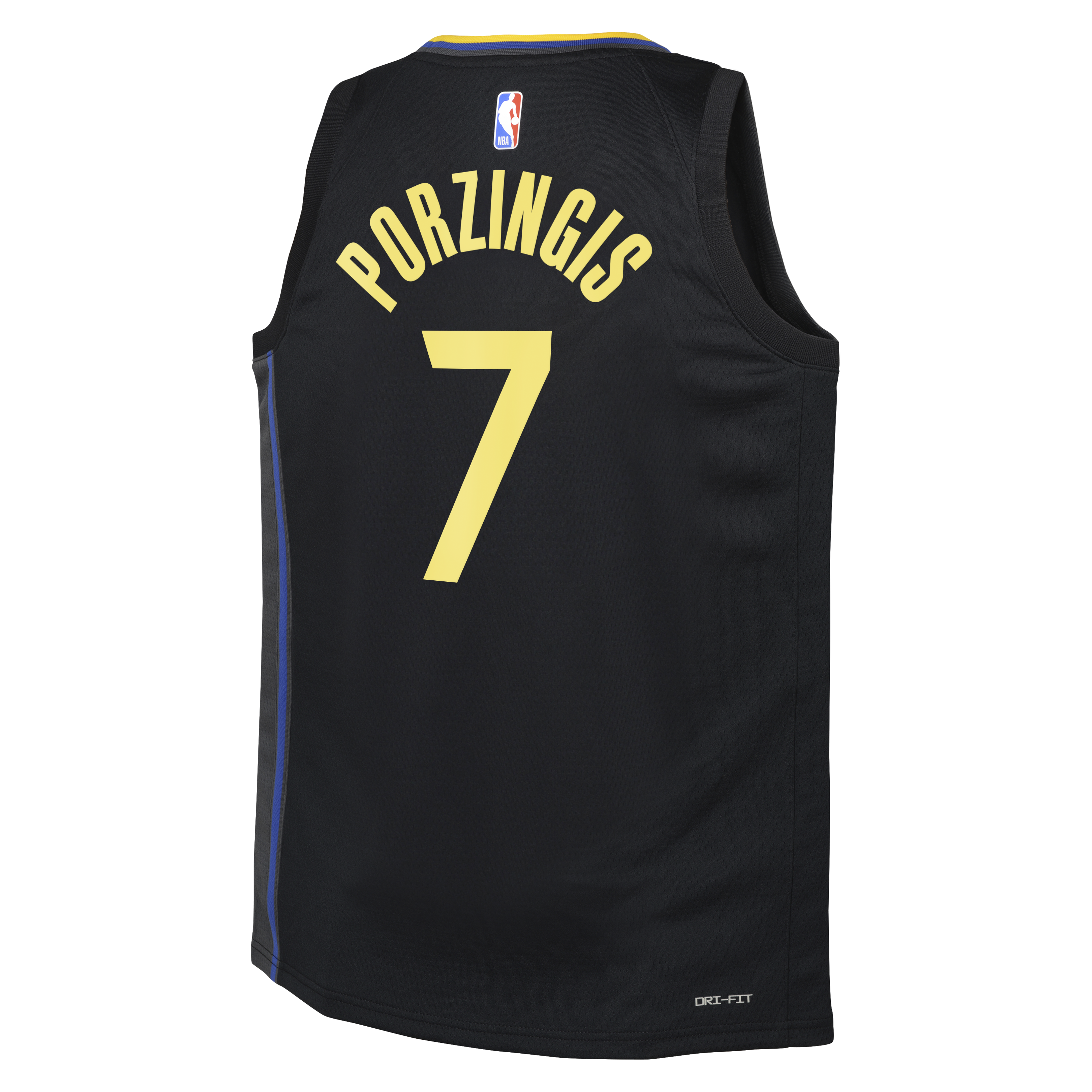 Golden State Warriors Jordan Brand Statement Edition Swingman Jersey - Black - Kristaps Porziņģis - Youth