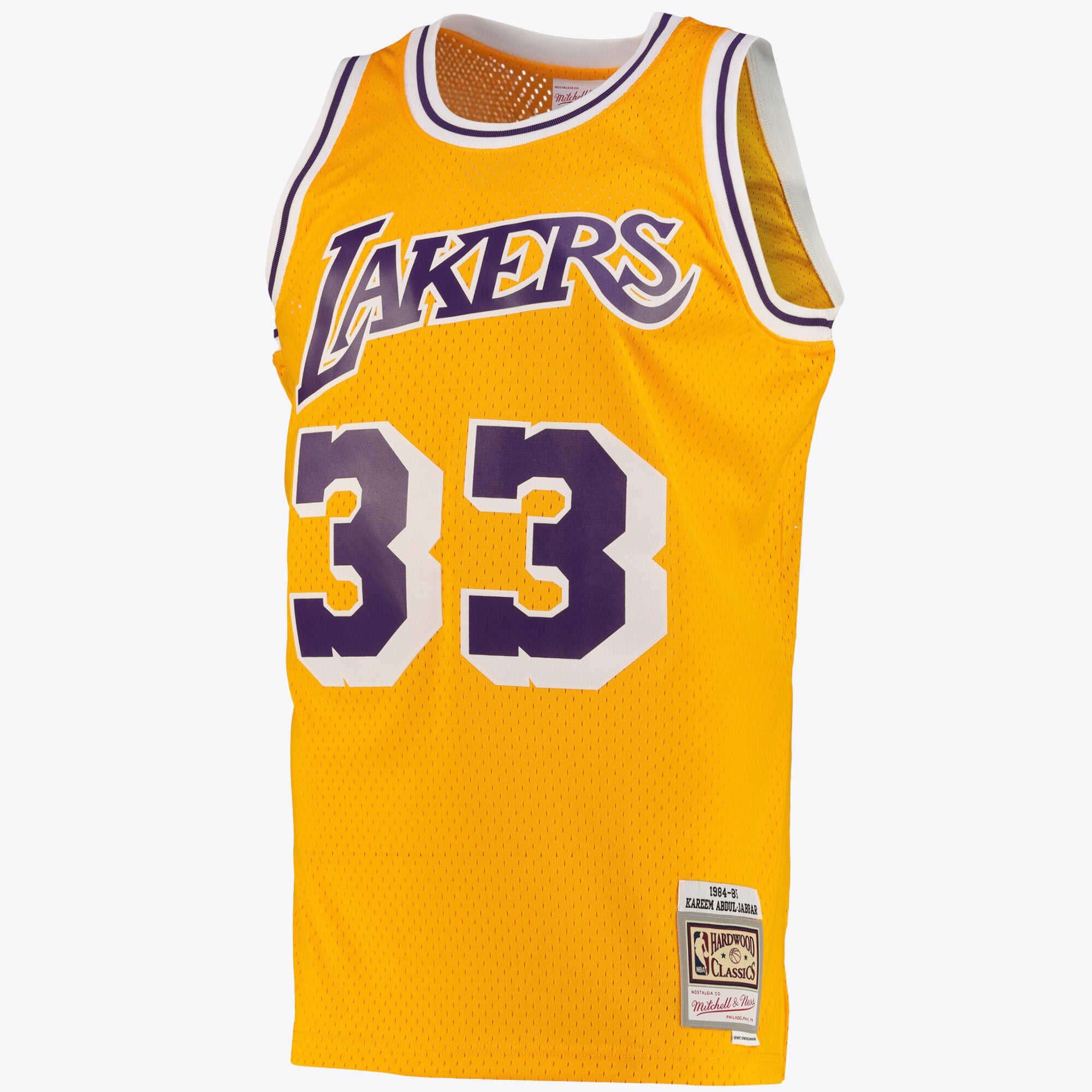 Los Angeles Lakers Kareem Abdul-Jabbar Road Swingman Jersey By Mitchell & Ness - Light Gold - Mens