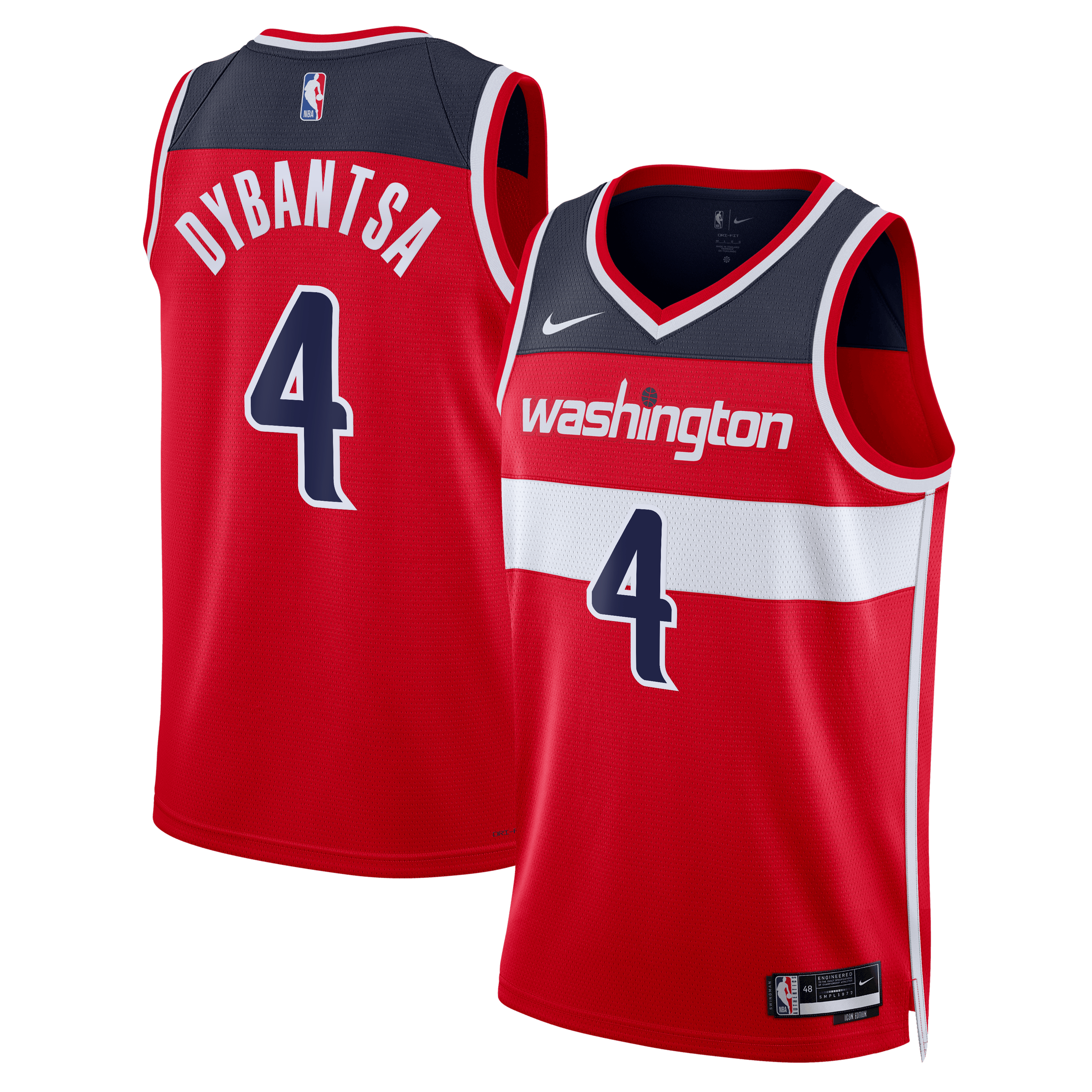 Washington Wizards Nike Icon Swingman Jersey - Red - AJ Dybantsa - Unisex